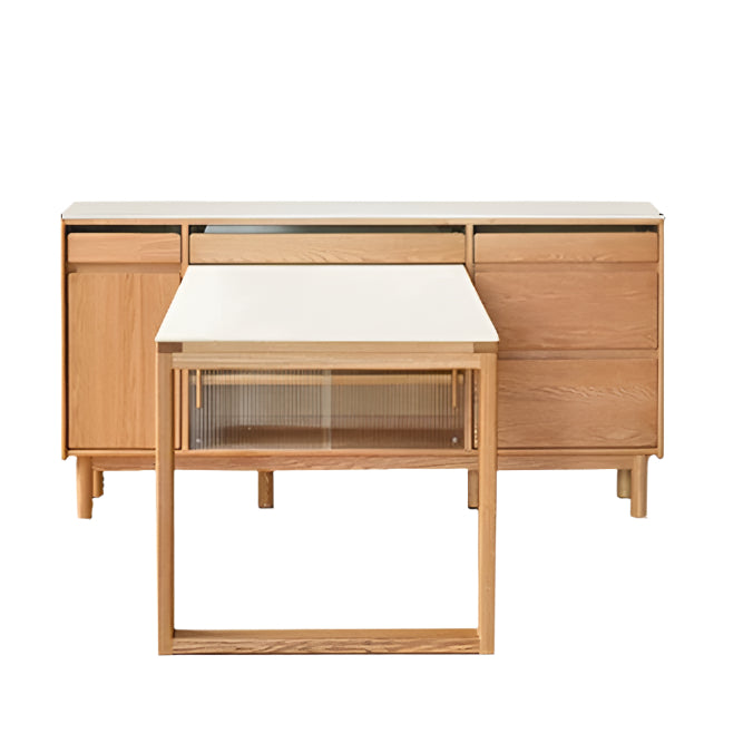 Oak Solid Wood Rock Plate Dining Sideboard