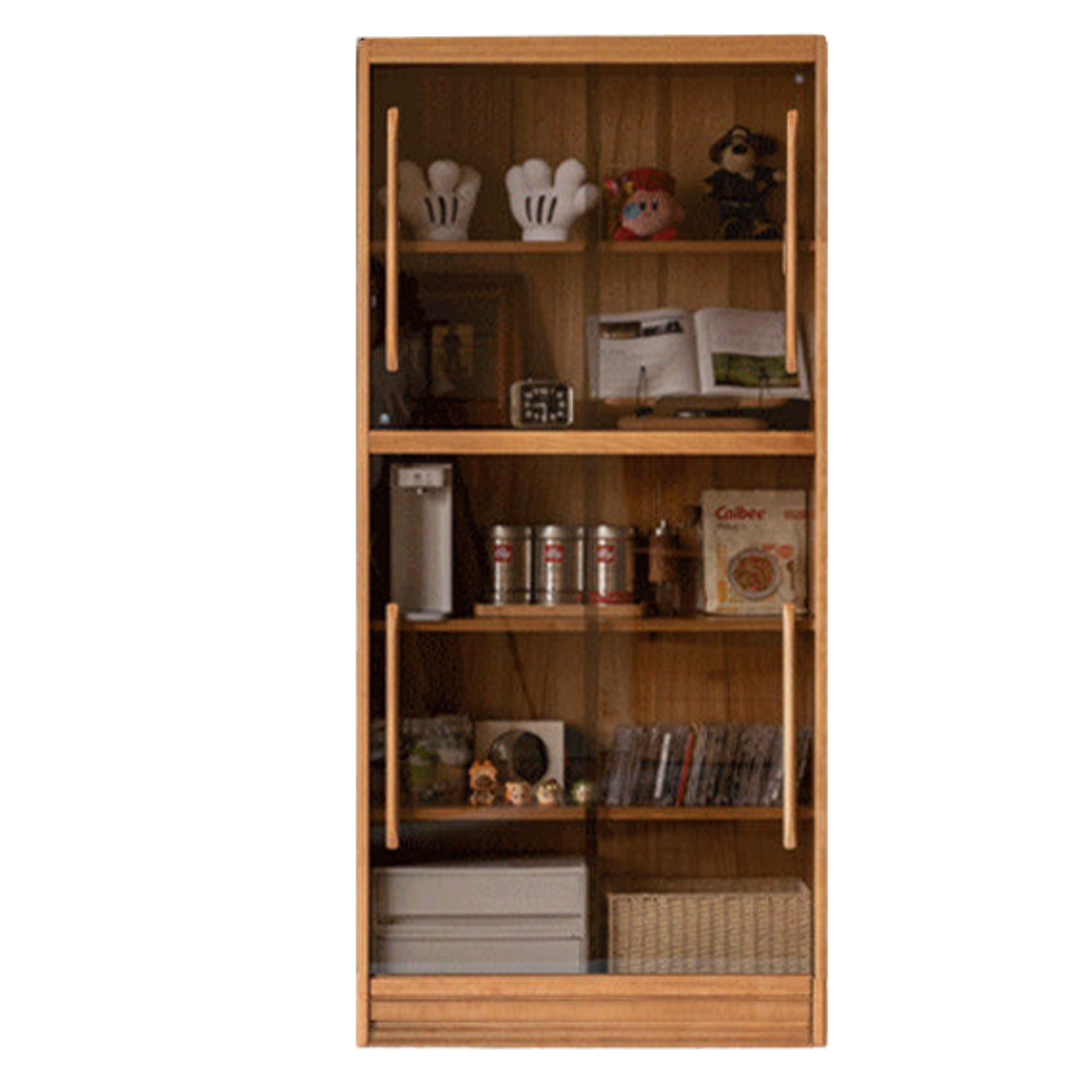 Cherry Solid Wood Bookcase Combination Glass Cabinet