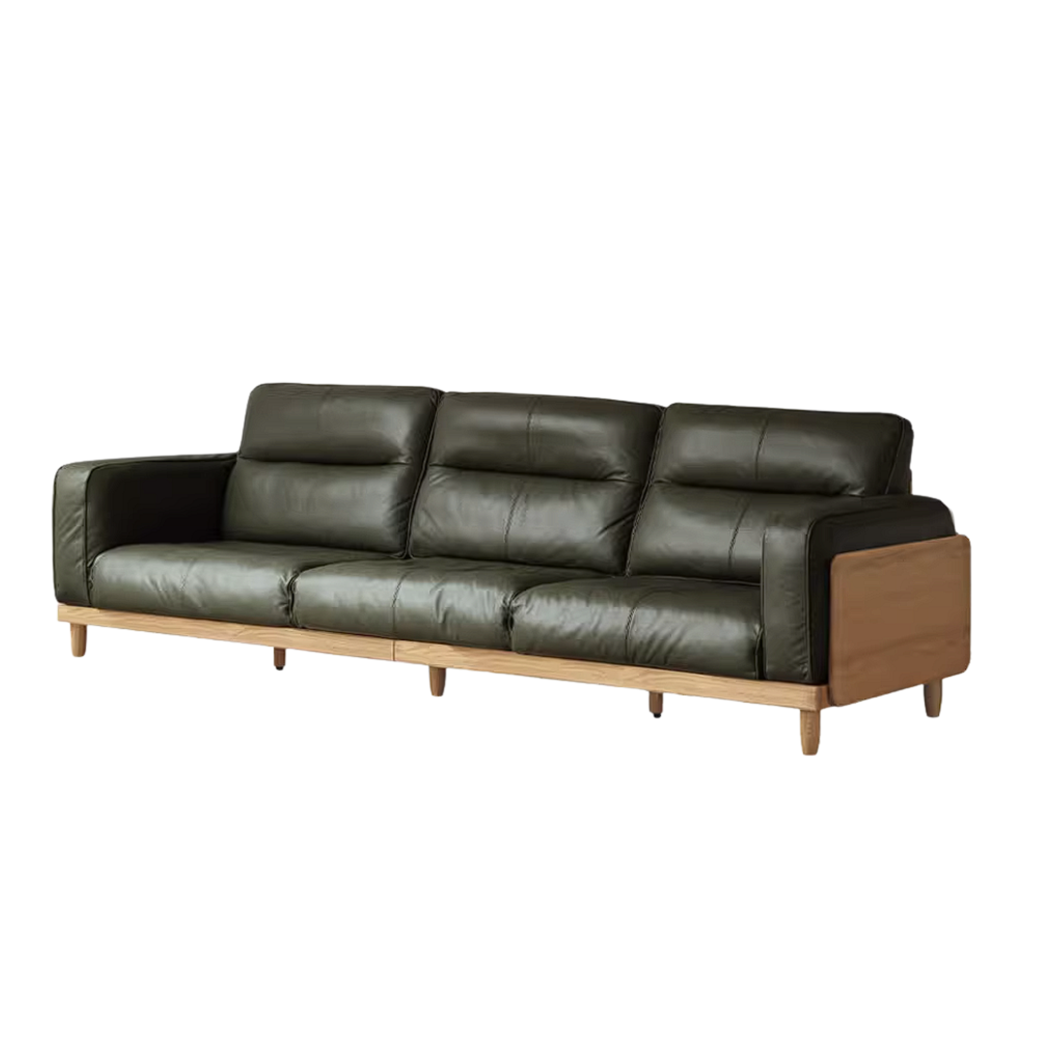Oak, Ash Solid Wood Sofa with Exposed Wood Frame Arms