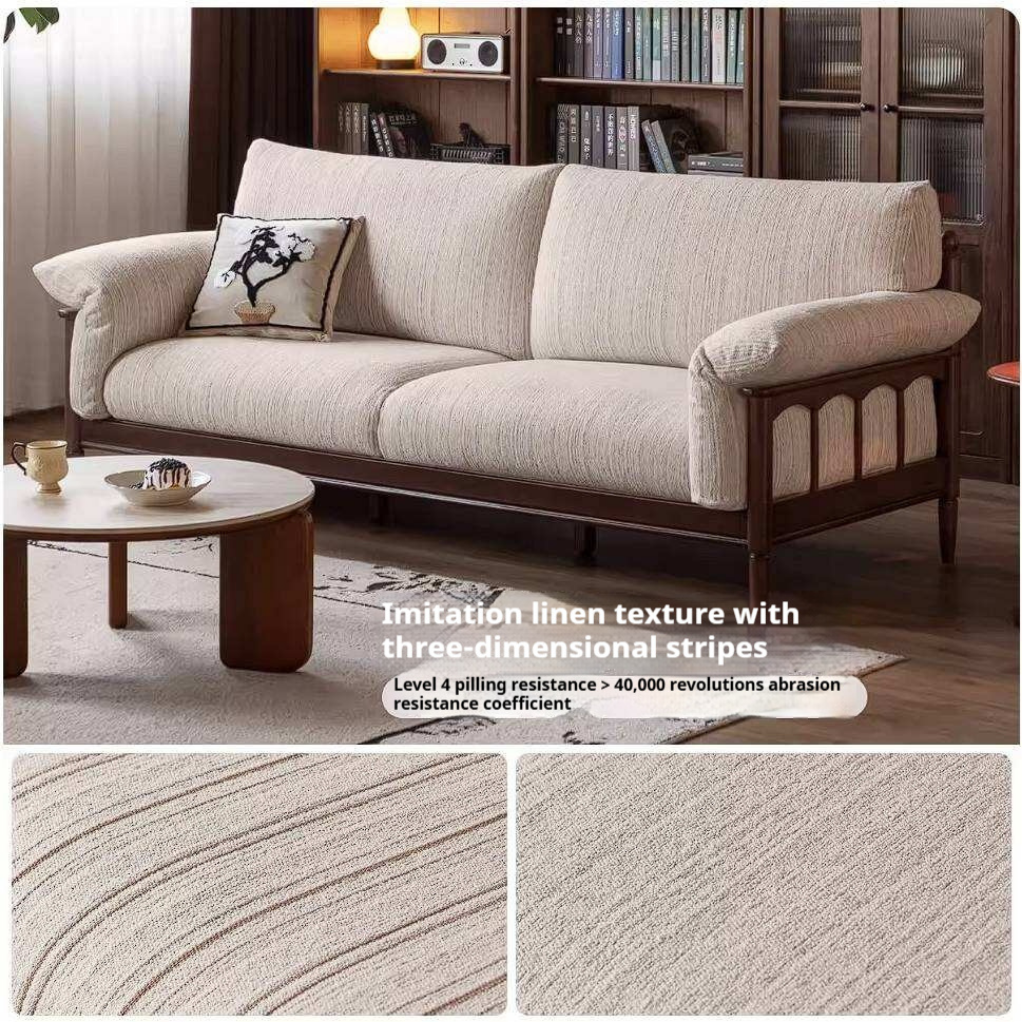 Poplar Solid Wood French Country Sofa with Spindle Arm Panels and High Back
