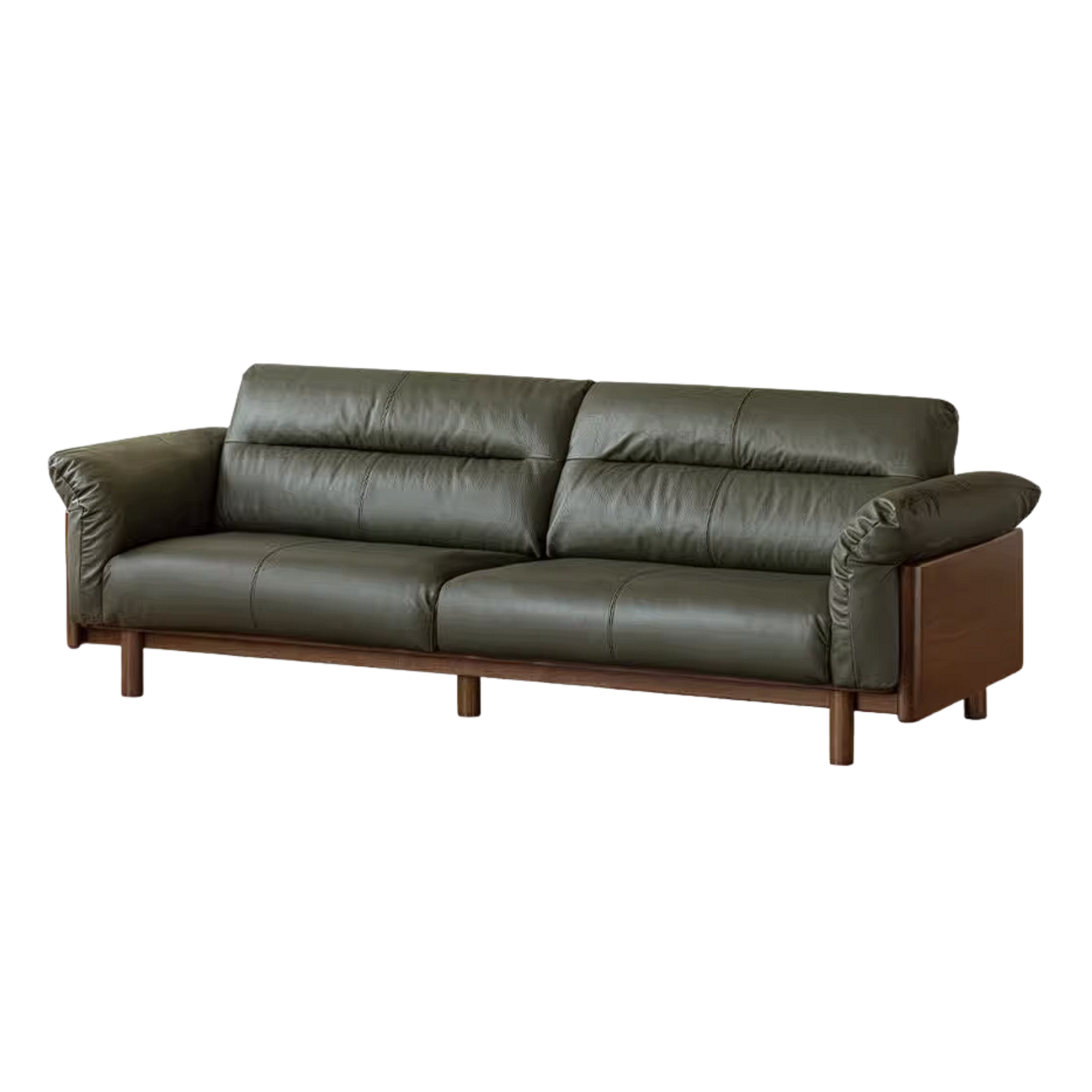 Oak Solid Wood Sofa with Wide Track Arms Genuine leather, fabric, removable and washable