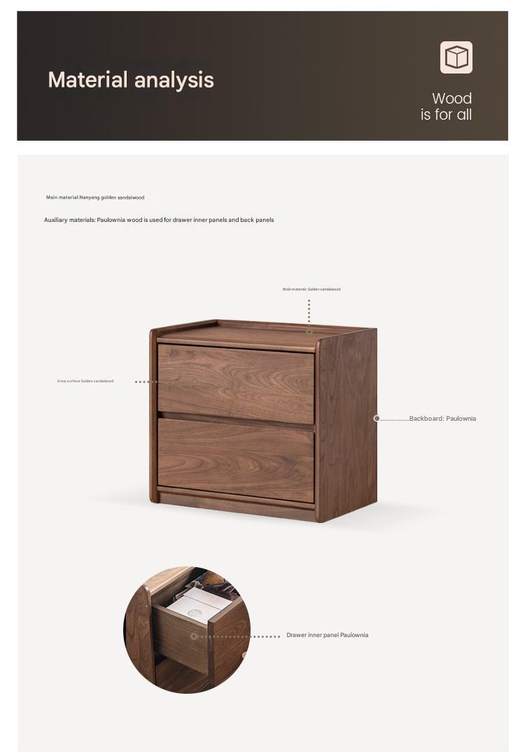 Poplar Solid Wood Italian Light Luxury Nightstand.