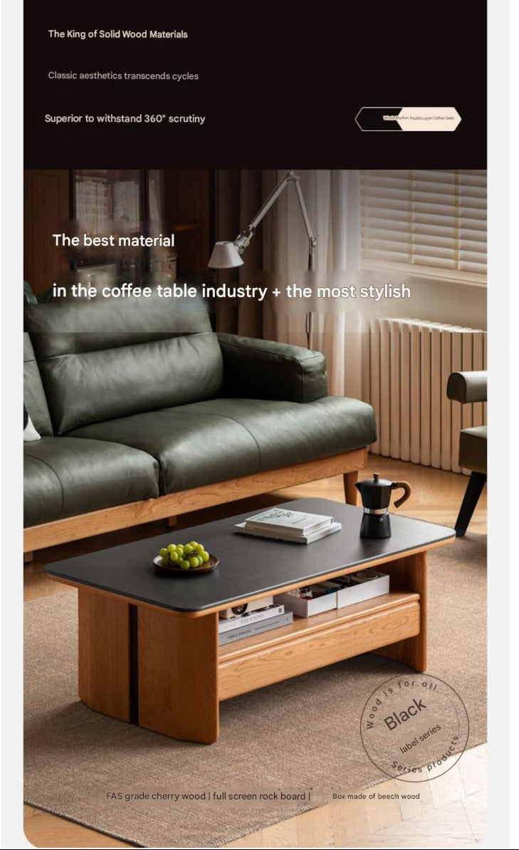 Cherry Solid Wood Modern Rock Plate Tea Table