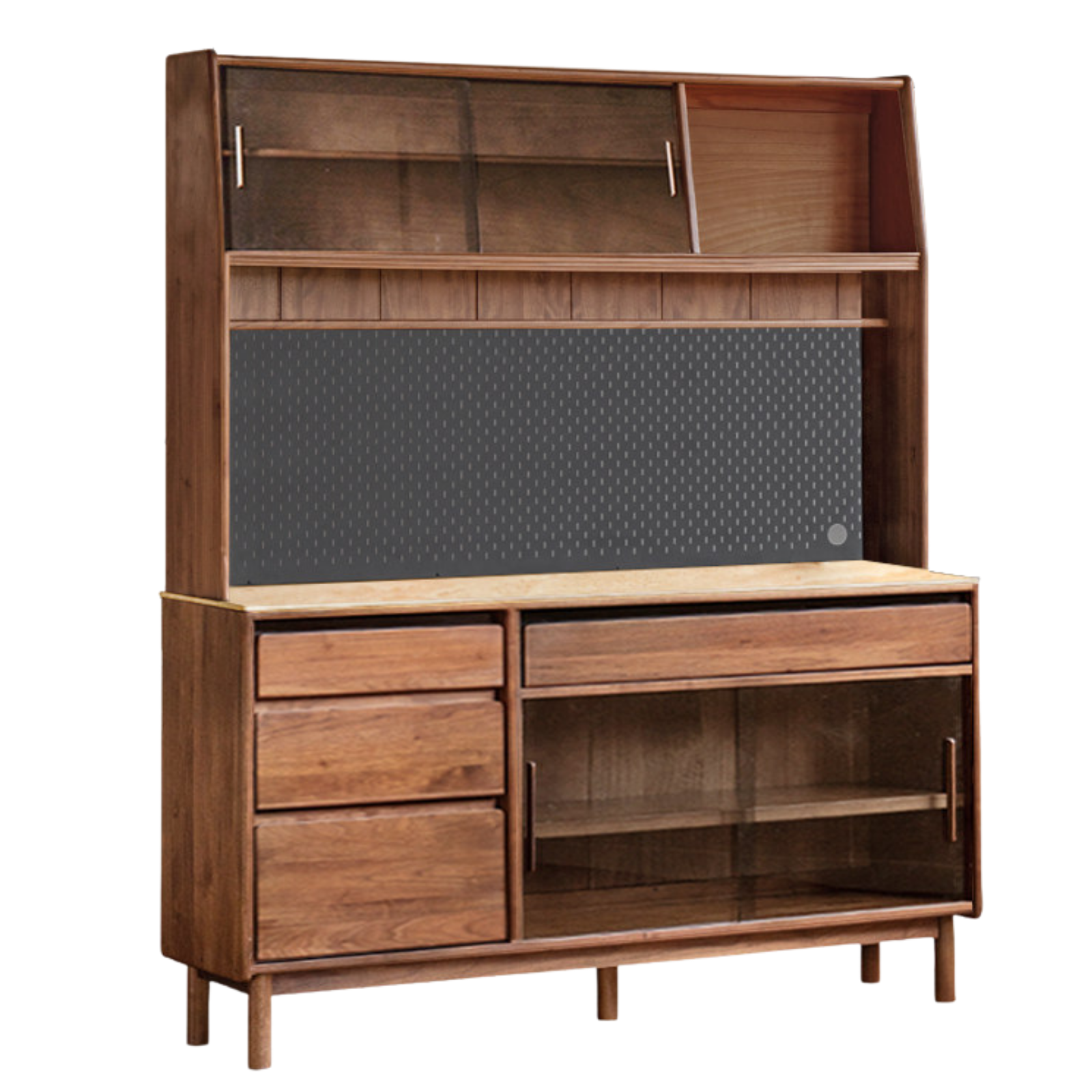 Black Walnut, Sandalwood Solid Wood Light Luxury Rock Plate Sideboard