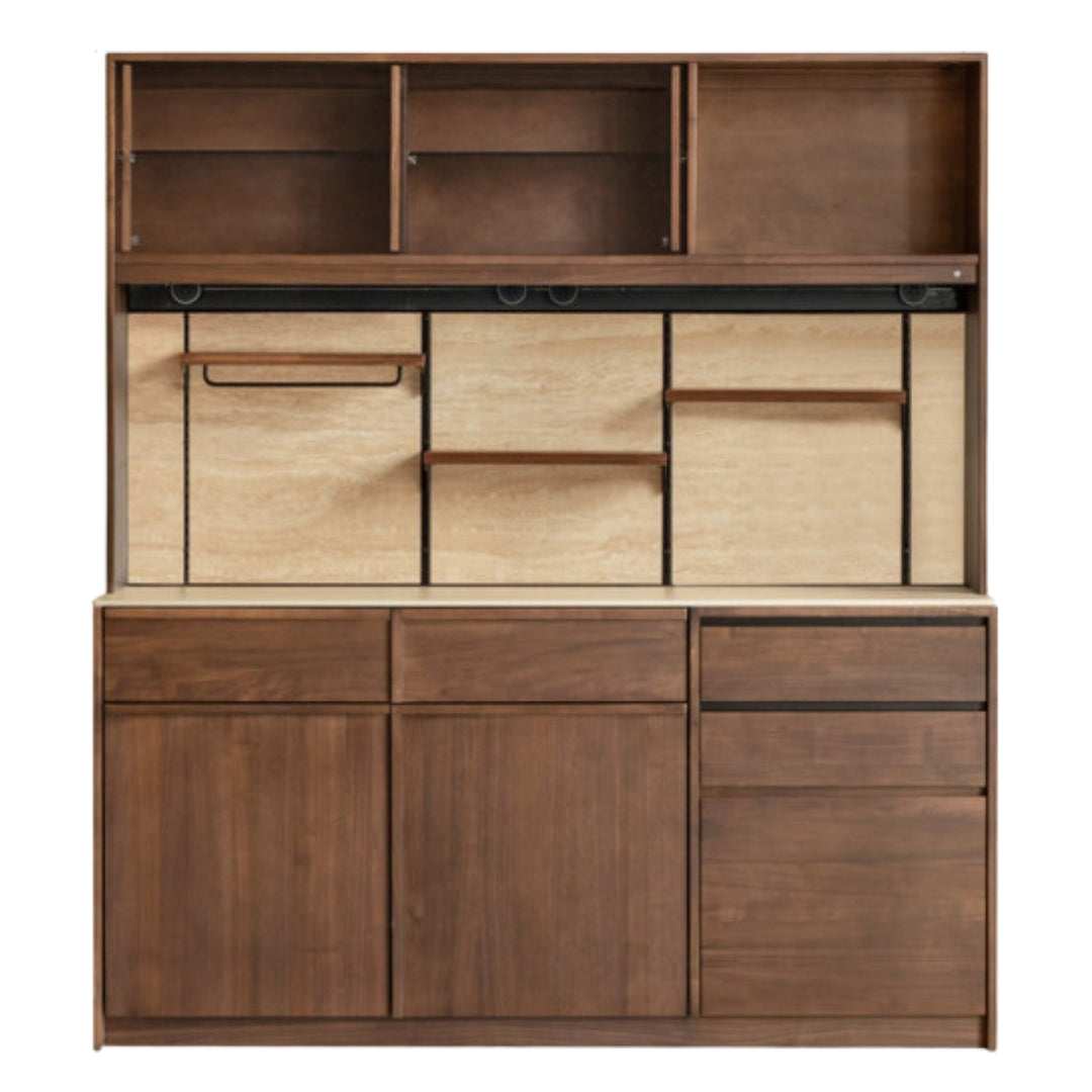 Black Walnut, Sandalwood, Ash Solid Wood Dining Cabinet Antique Style Rock Board