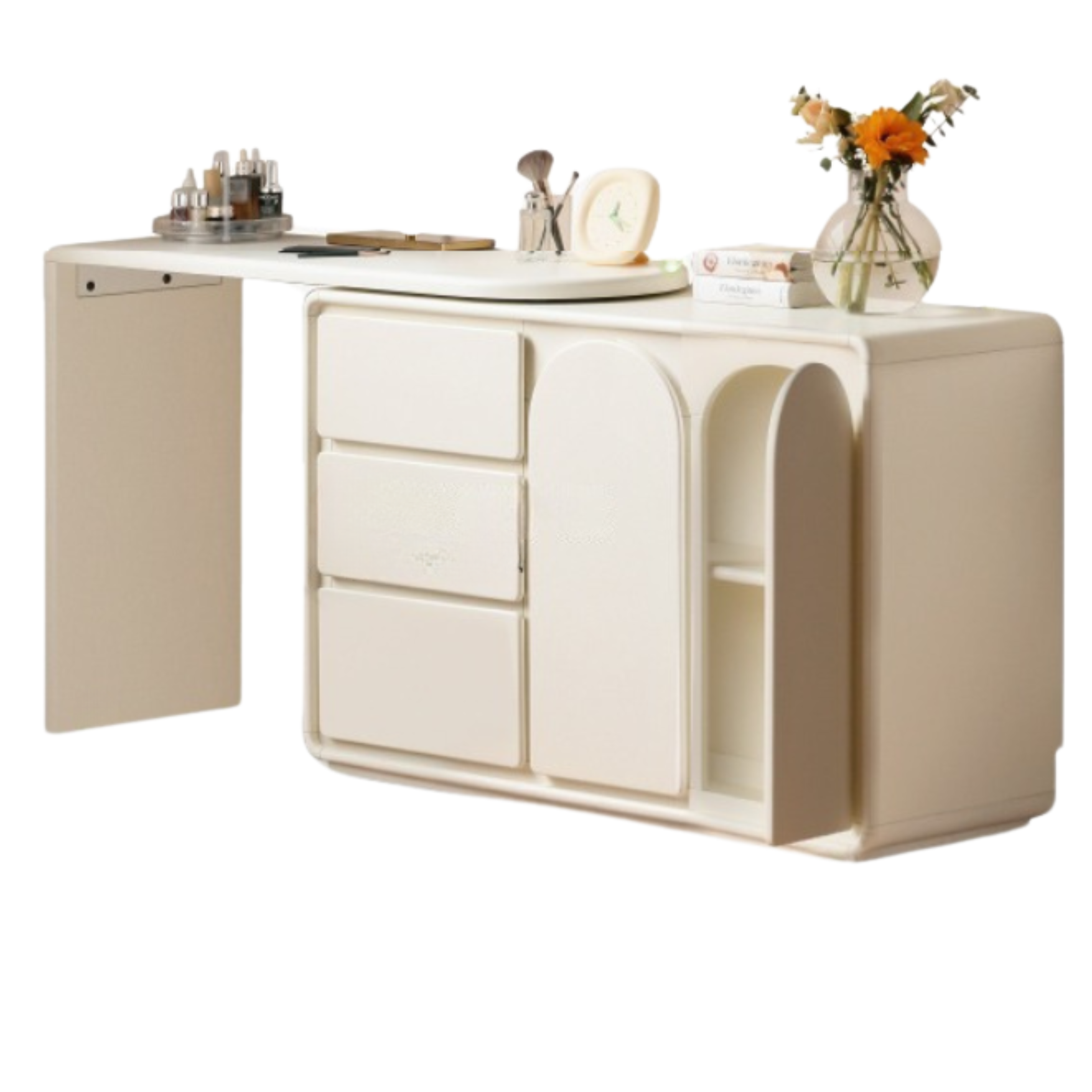 Solid Rubberwood French Cream Style Vanity Table.