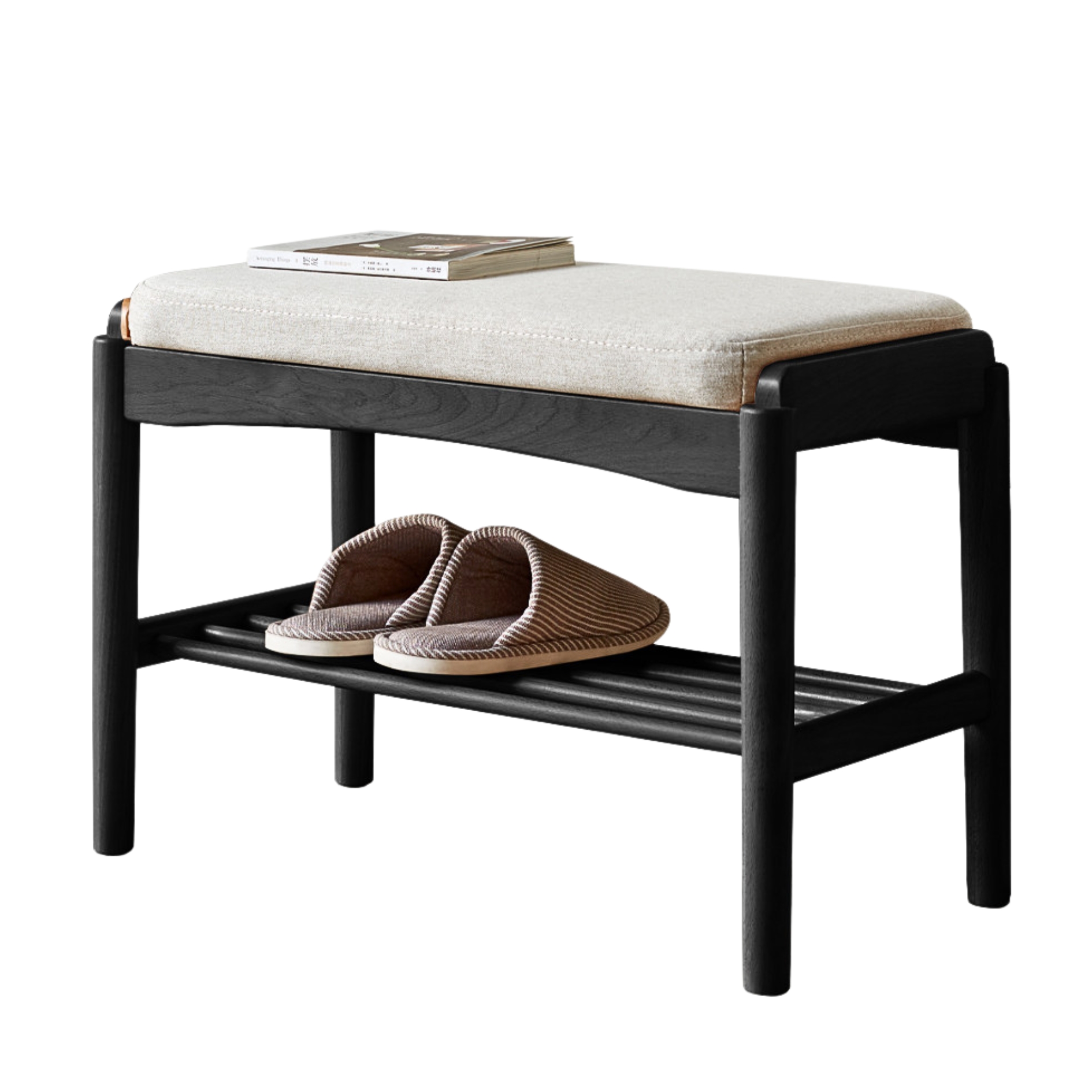 Back Walnut, Oak, Beech, Cherry Solid Wood Shoe Storage Bench