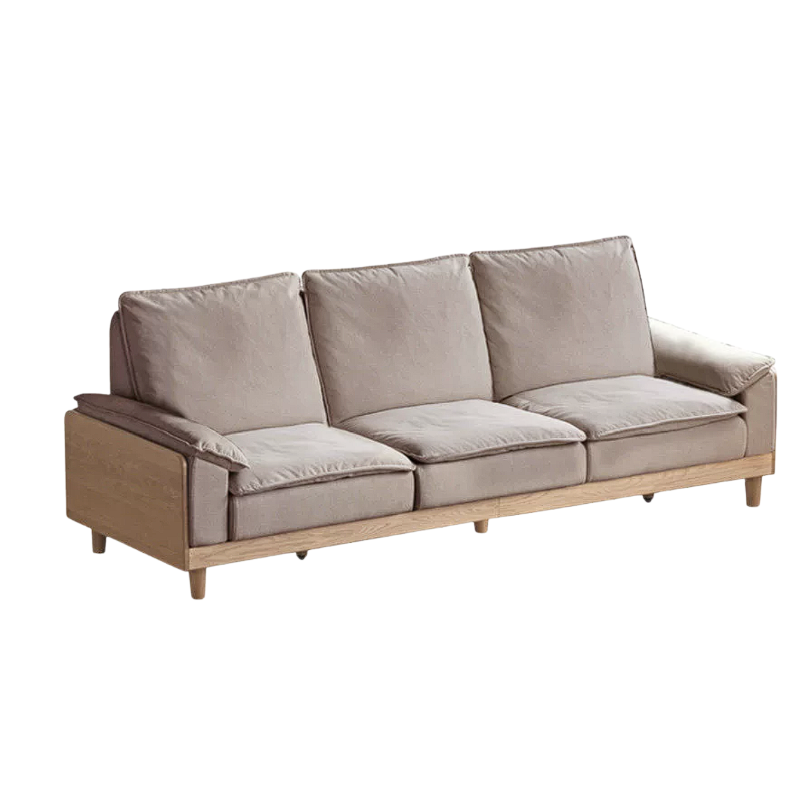 Red Oak, White Oak, Ash Solid Wood Linen Track Arm Sofa