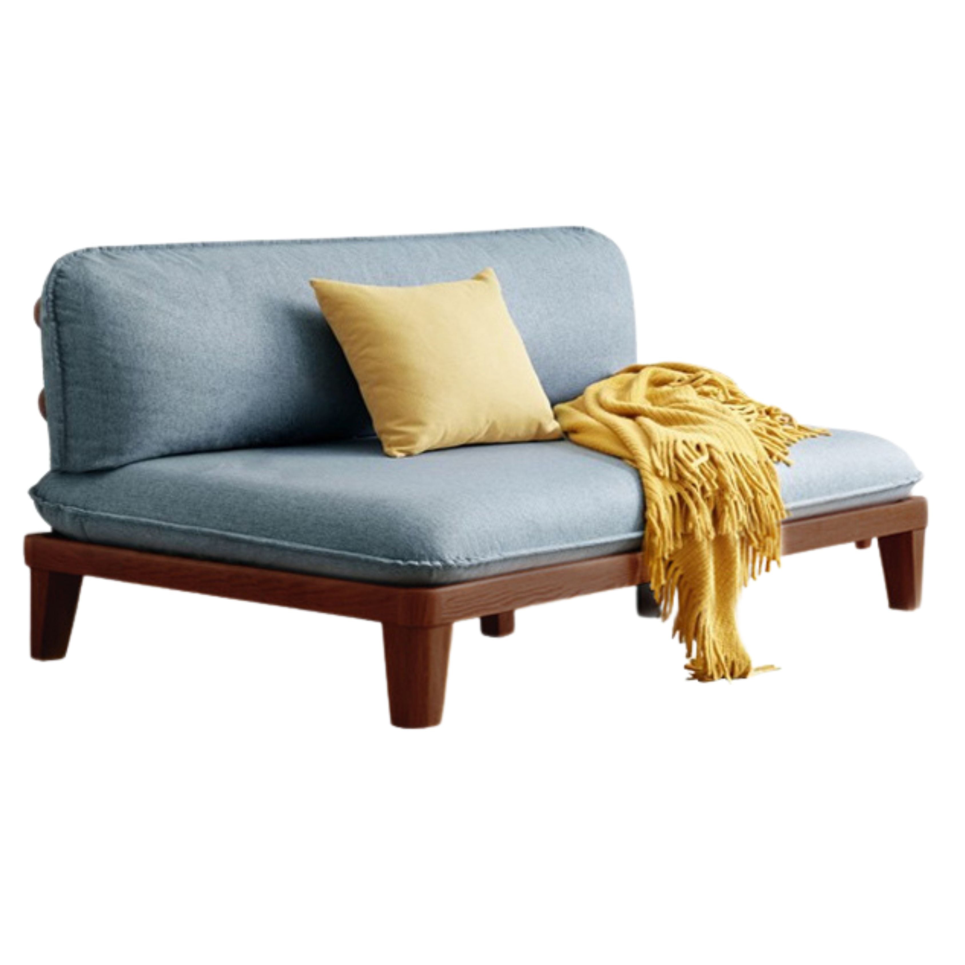 Oak Solid wood Armless Straight Fabric Sofa.