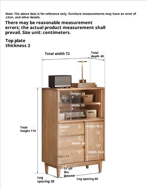 Ash Solid Wood Modern Minimalist Side Cabinet with Light.