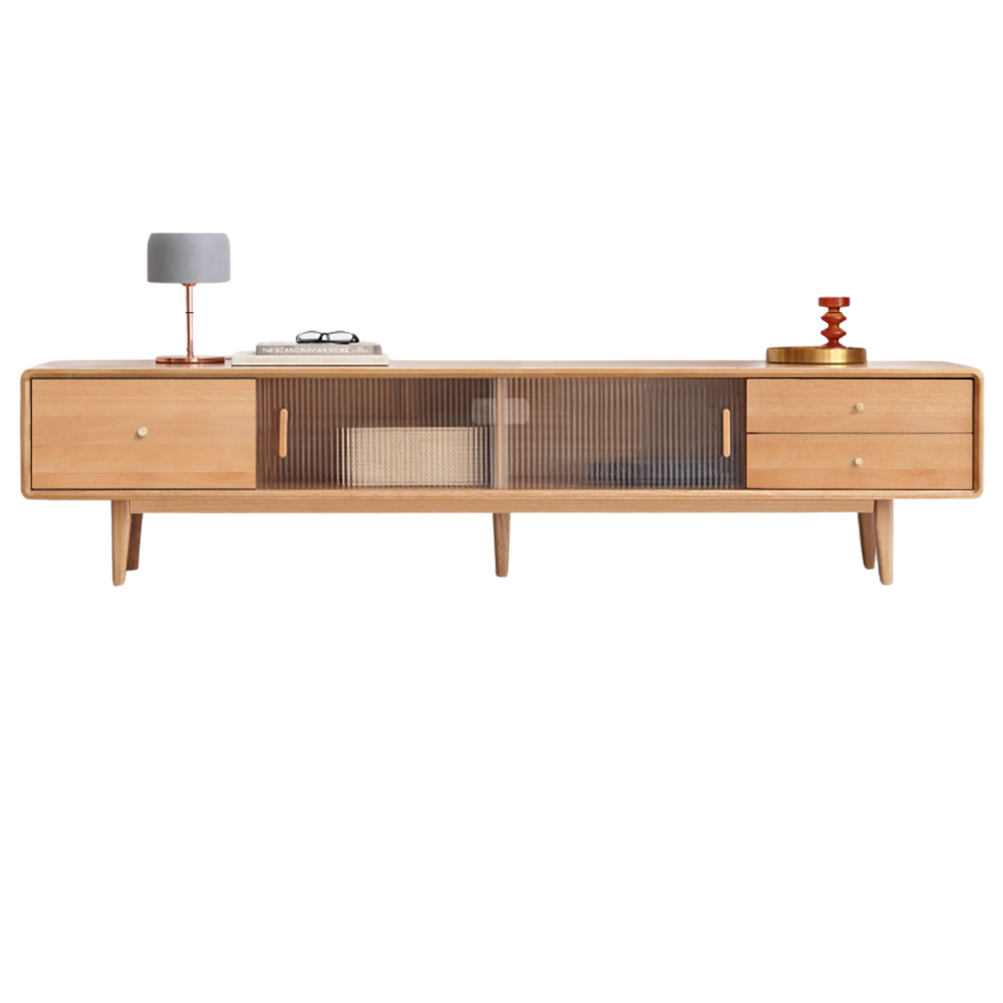 Oak, Beech Solid Wood, Solid RubberWood TV Stand