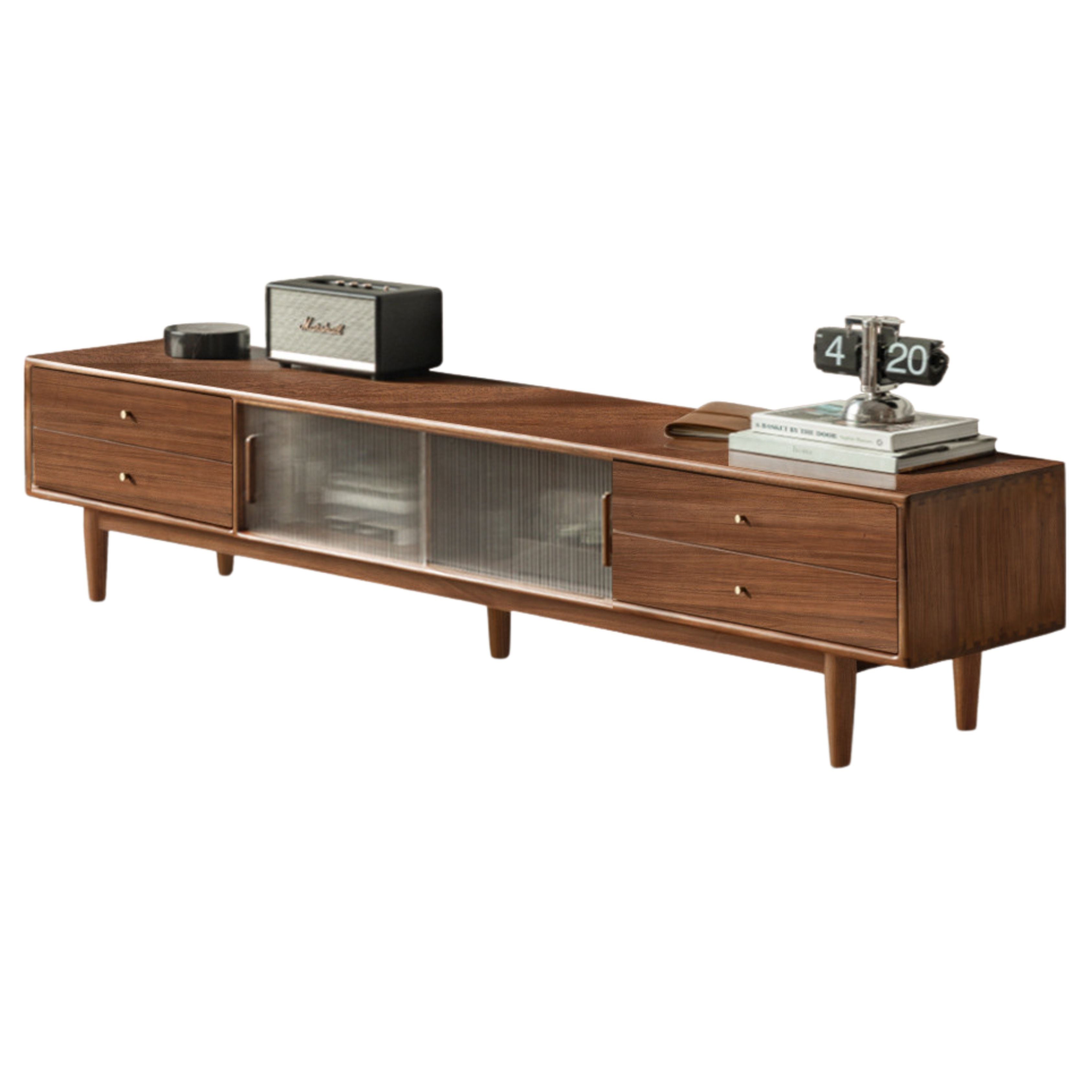 Black Walnut, Rubber, South American walnut Solid Wood Modern TV Cabinet.