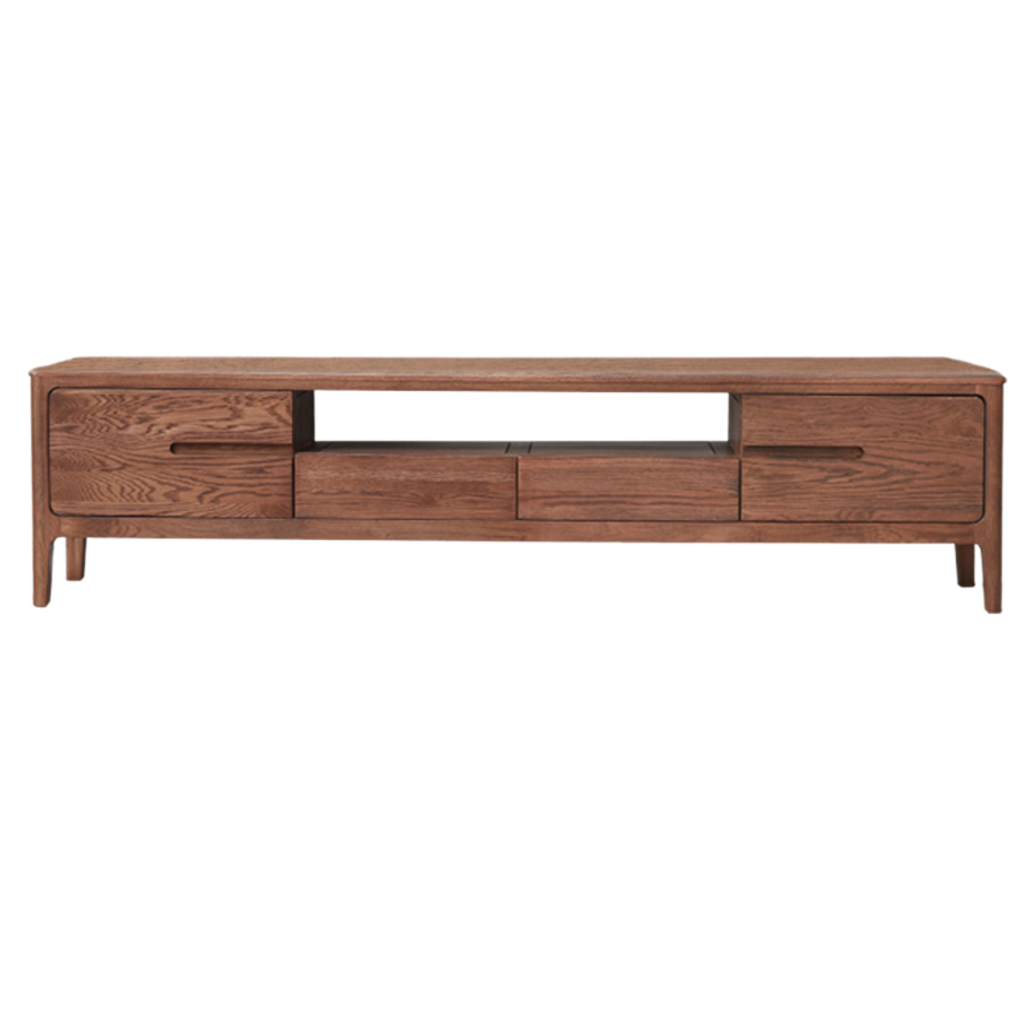 Oak, Solid Rubberwood Modern TV Stand