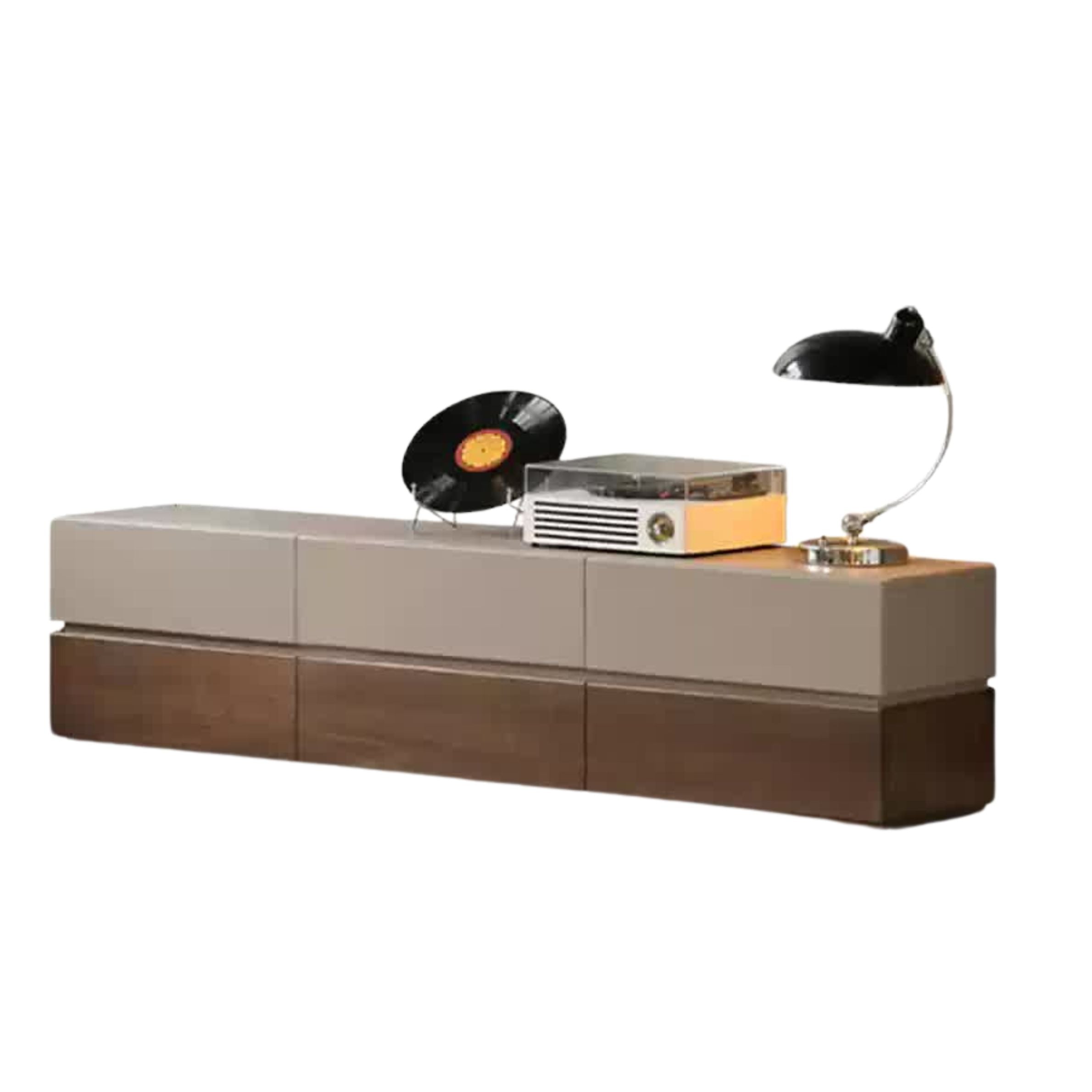 Black Walnut Solid Wood Italian Light Luxury Floor TV Cabinet.