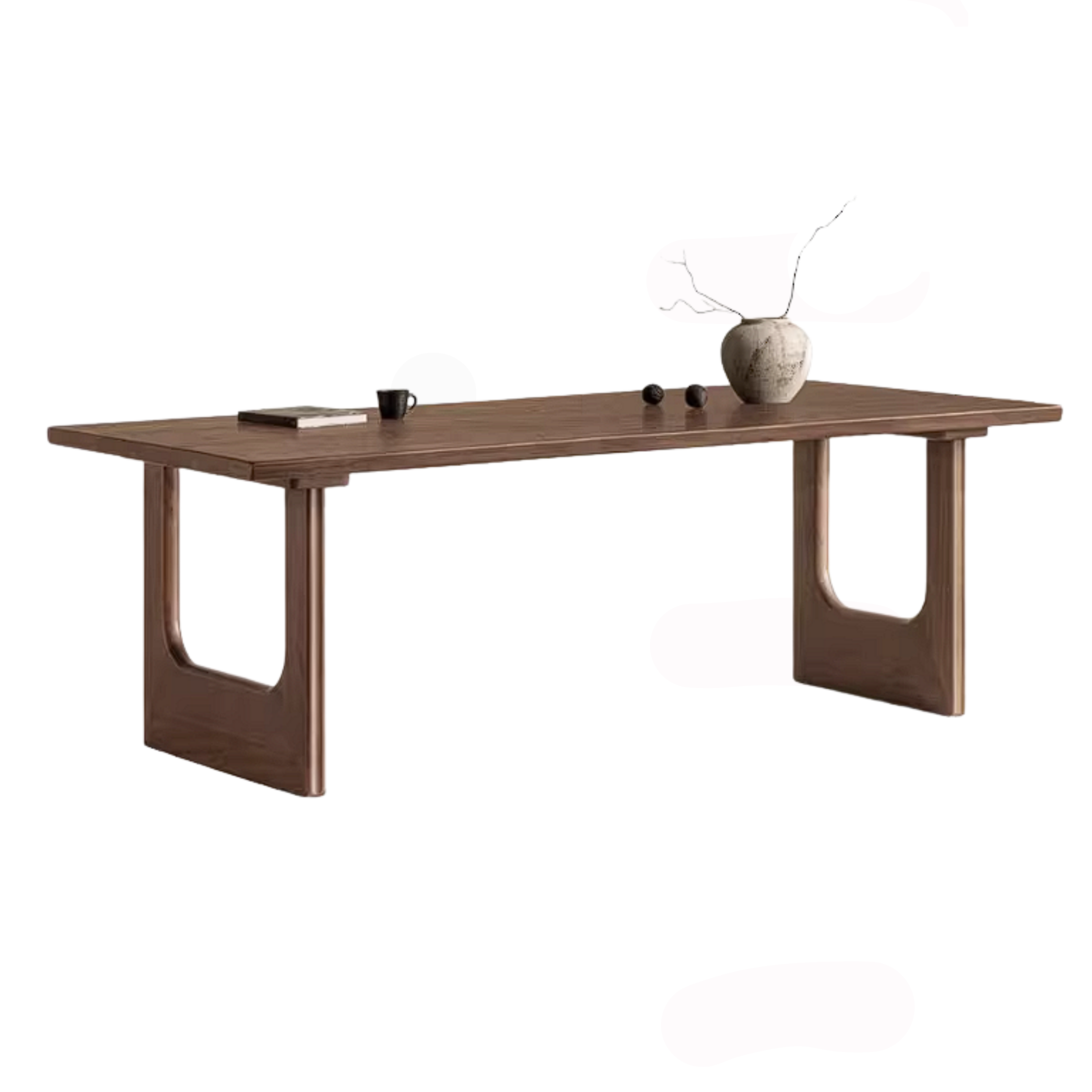 Sandalwood Solid Wood Dining Table with Thick Rectangular Top