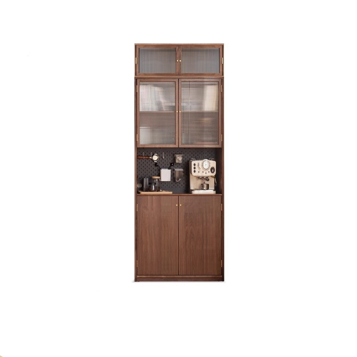 Black Walnut Solid Wood flat glass Double-door bookcase