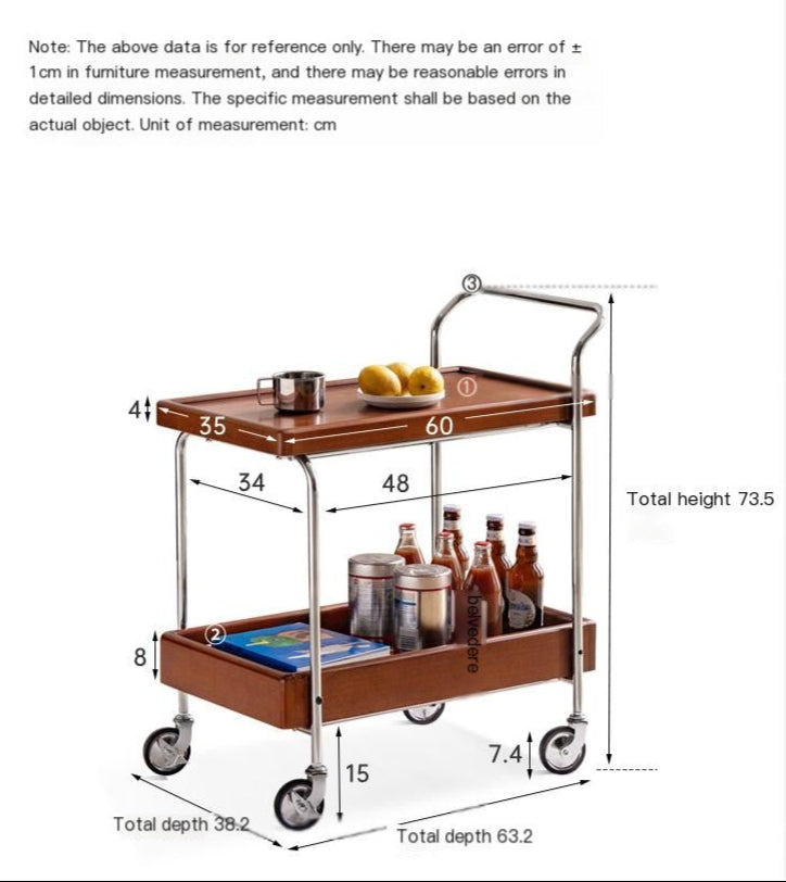 Oak, Poplar Solid Wood Antique Style Double Layer Mobile Side Table