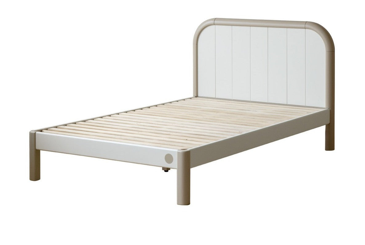 Poplar solid wood kids bed white cream<