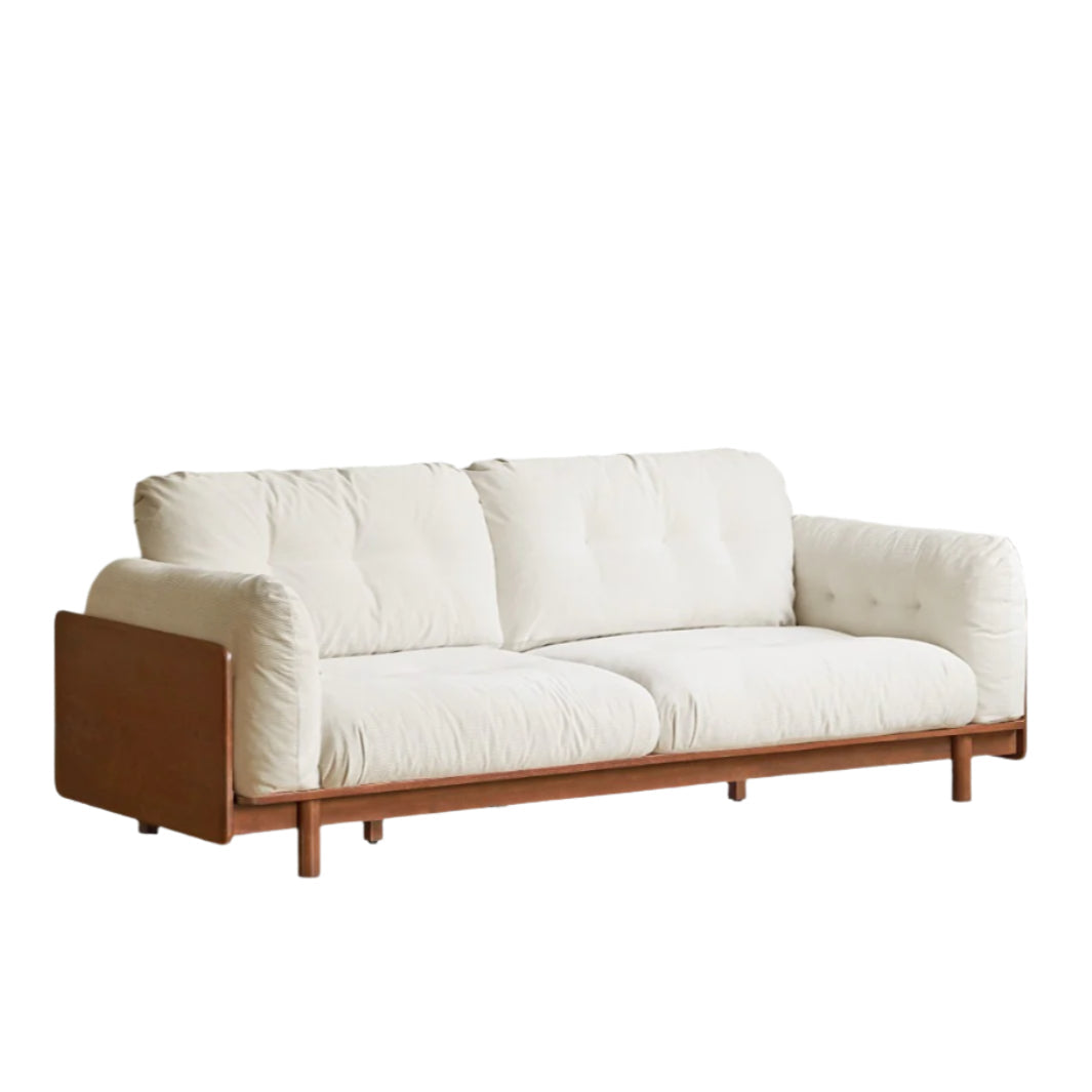 Solid RubberWood Fabric Sofa Ancient Style