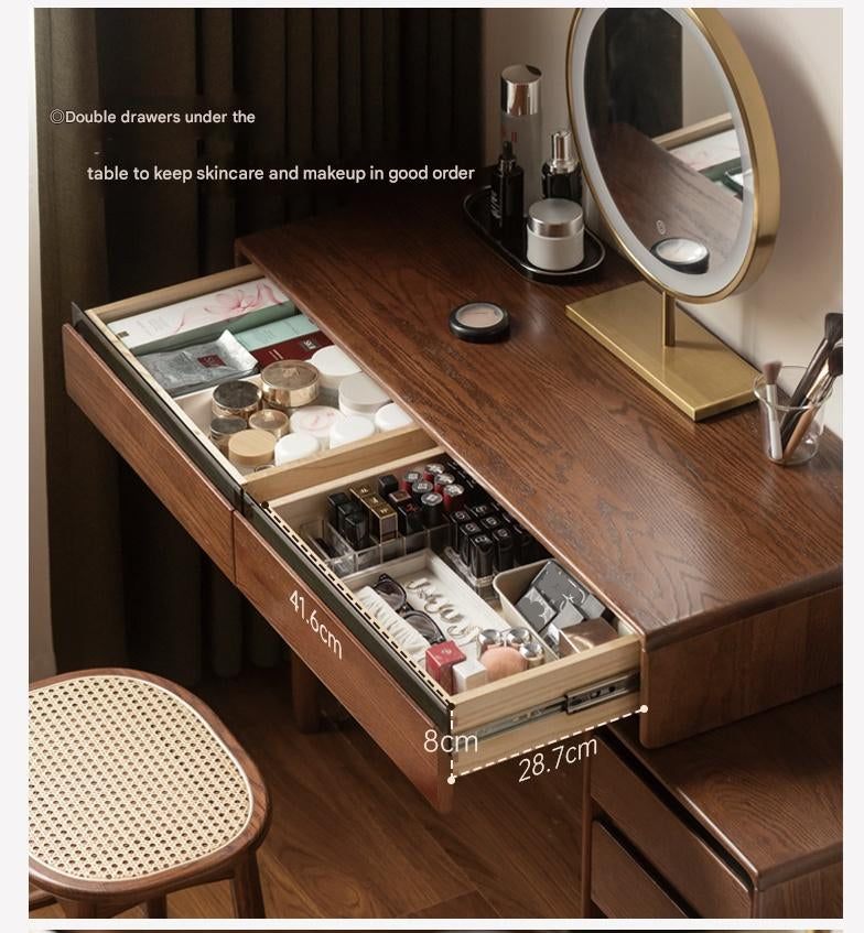 Oak Solid Wood Retractable Modern Dressing Table.