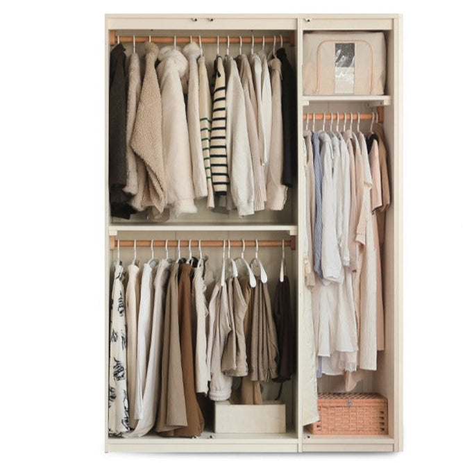 Poplar Solid Wood Modern Lighted Locker White Cream Style Wardrobe.