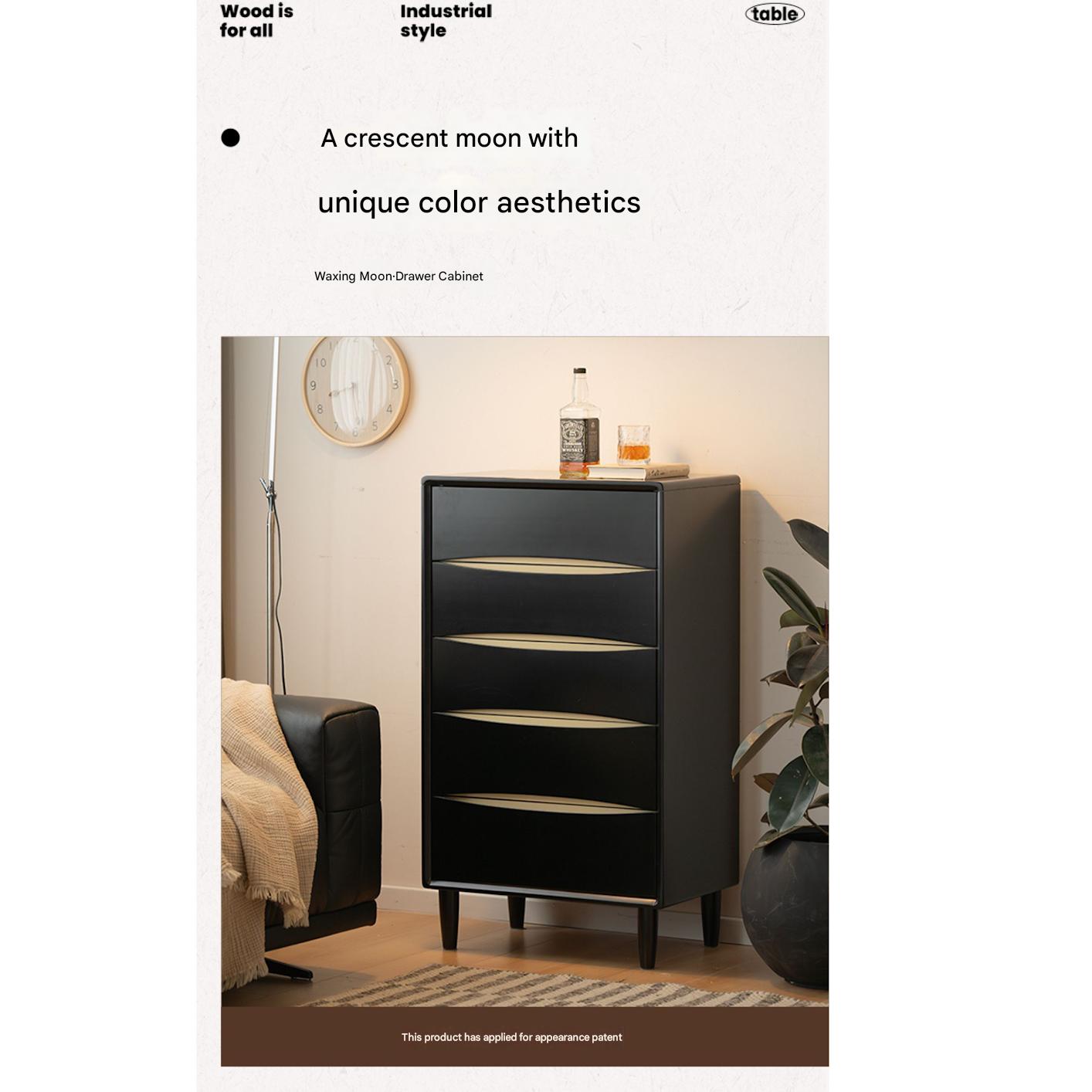 Solid Rubberwood Modern Drawer Cabinet.