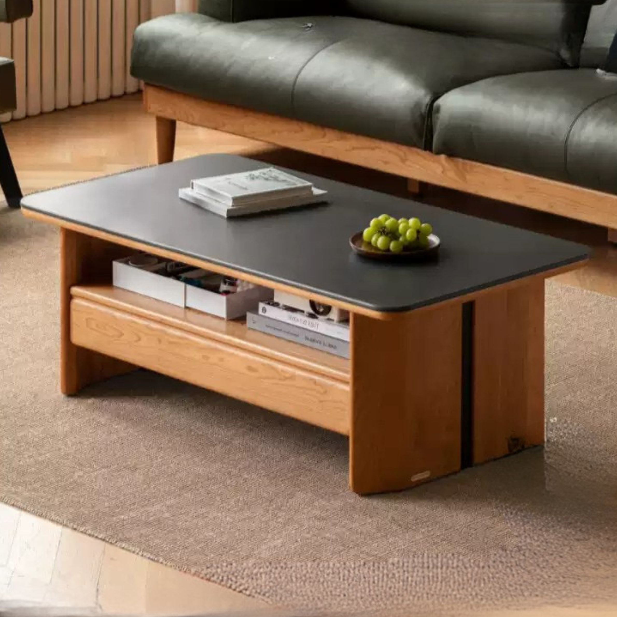 Cherry Solid Wood Modern Rock Plate Tea Table