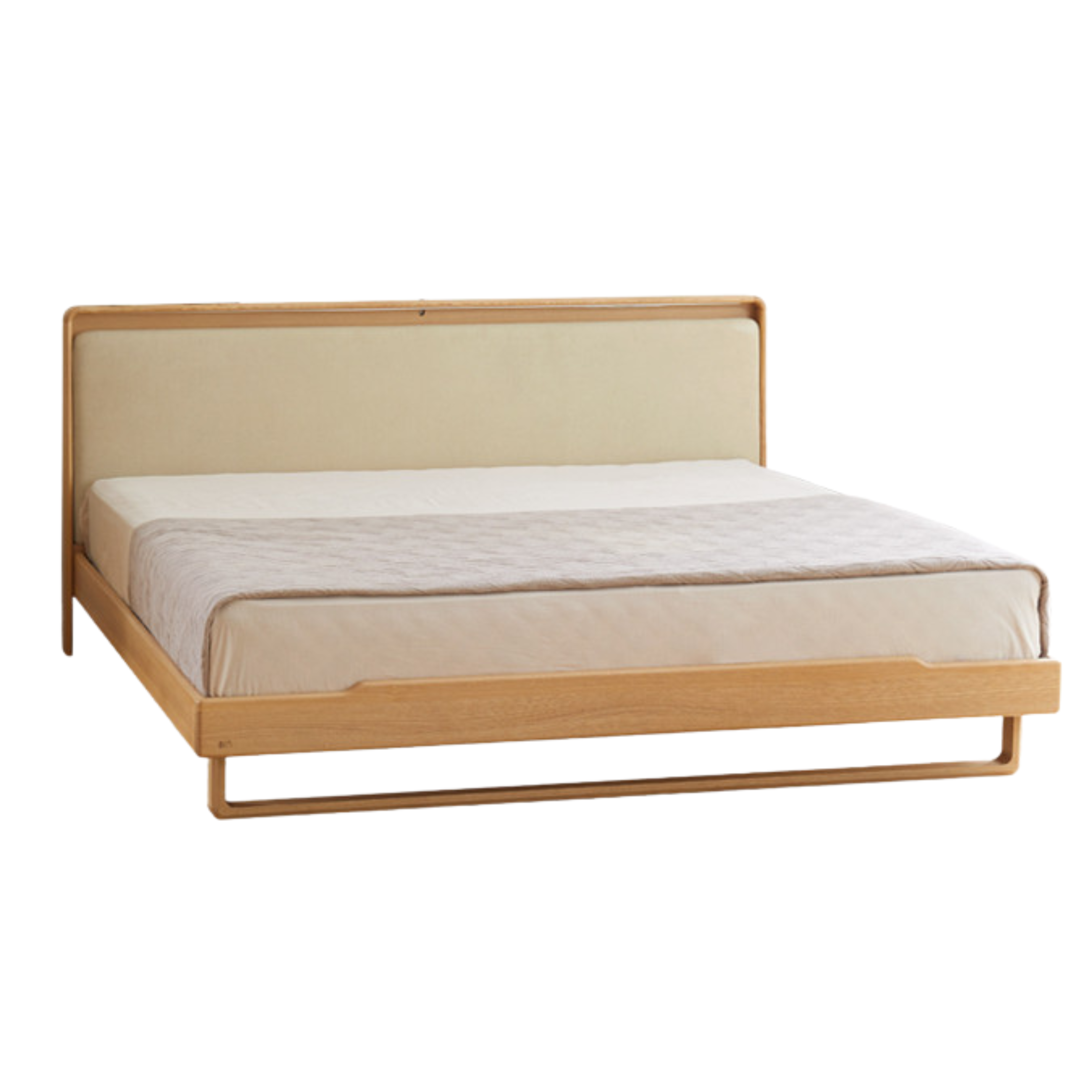 Ash solid wood leather soft bed