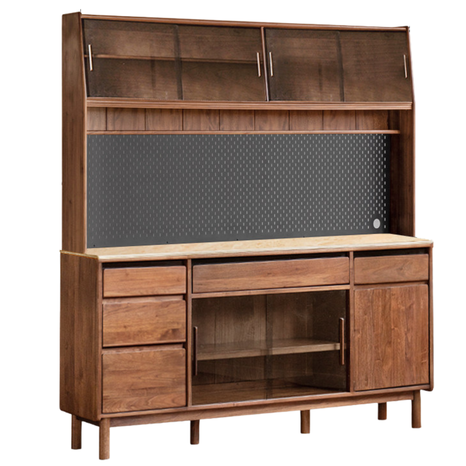 Black Walnut, Sandalwood Solid Wood Light Luxury Rock Plate Sideboard