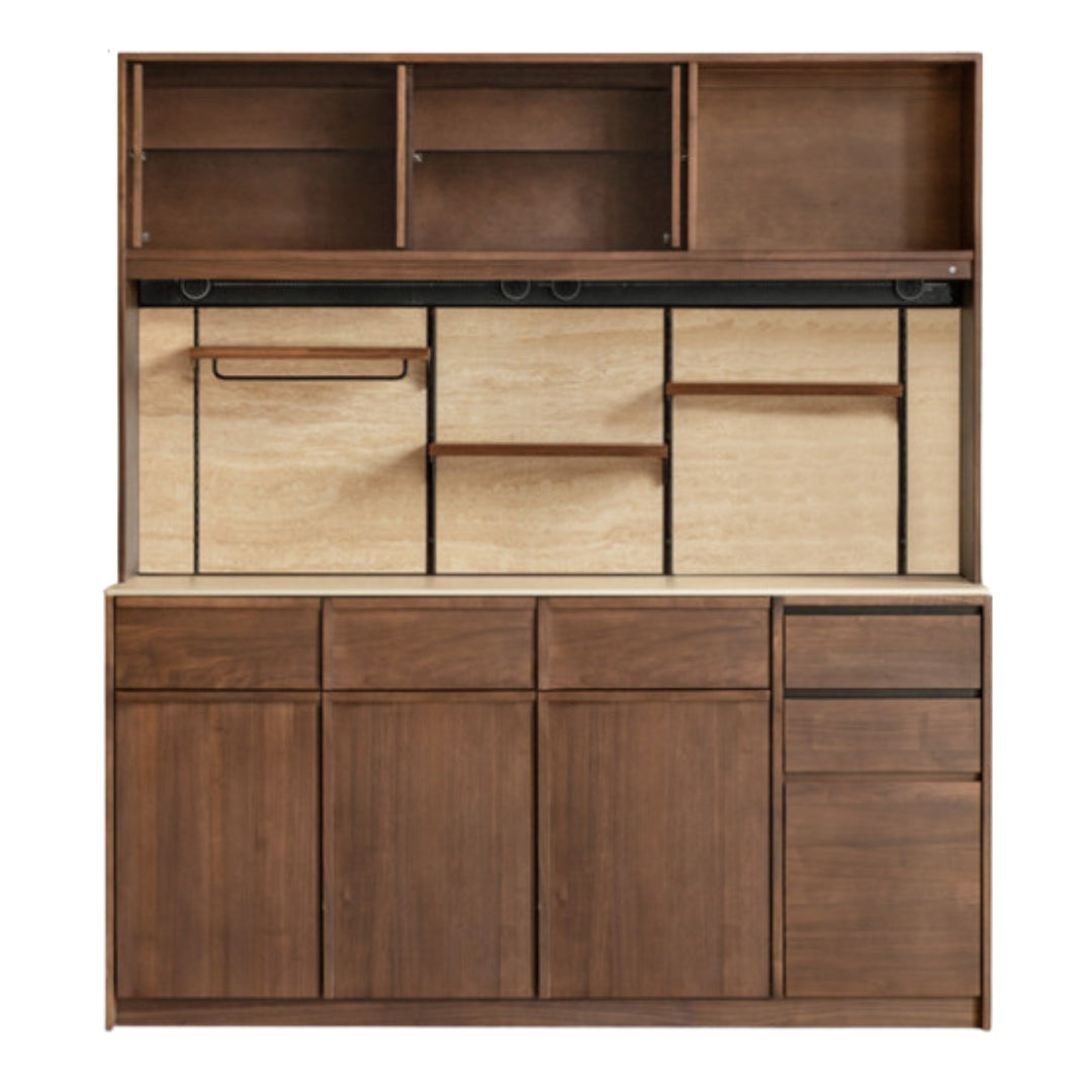 Black Walnut, Sandalwood, Ash Solid Wood Dining Cabinet Antique Style Rock Board