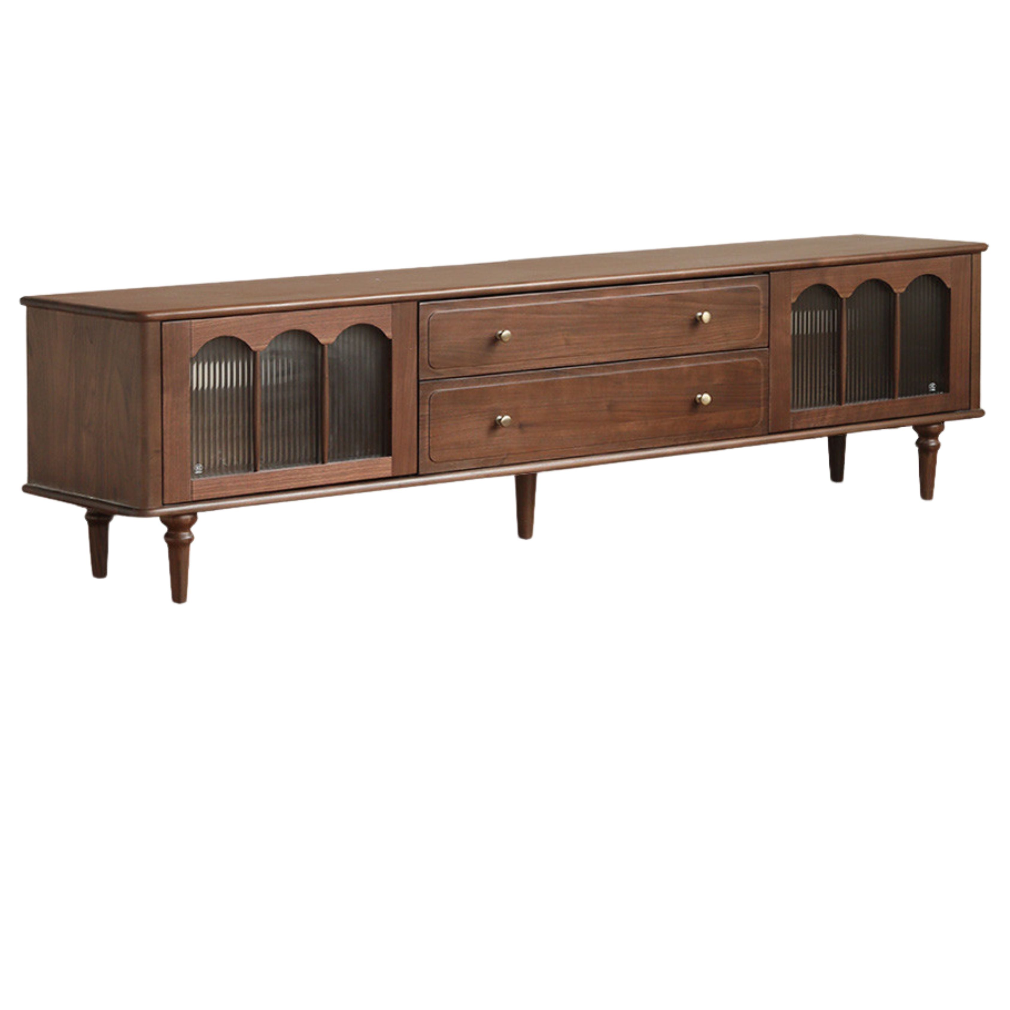 Black Walnut Solid Wood American Retro TV Cabinet.