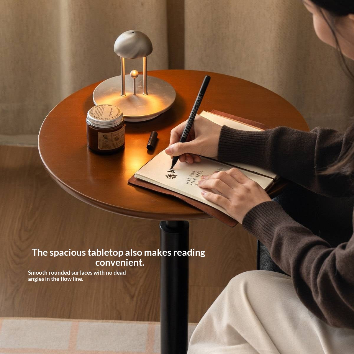 Poplar Solid Wood Vintage Style Adjustable Side Table