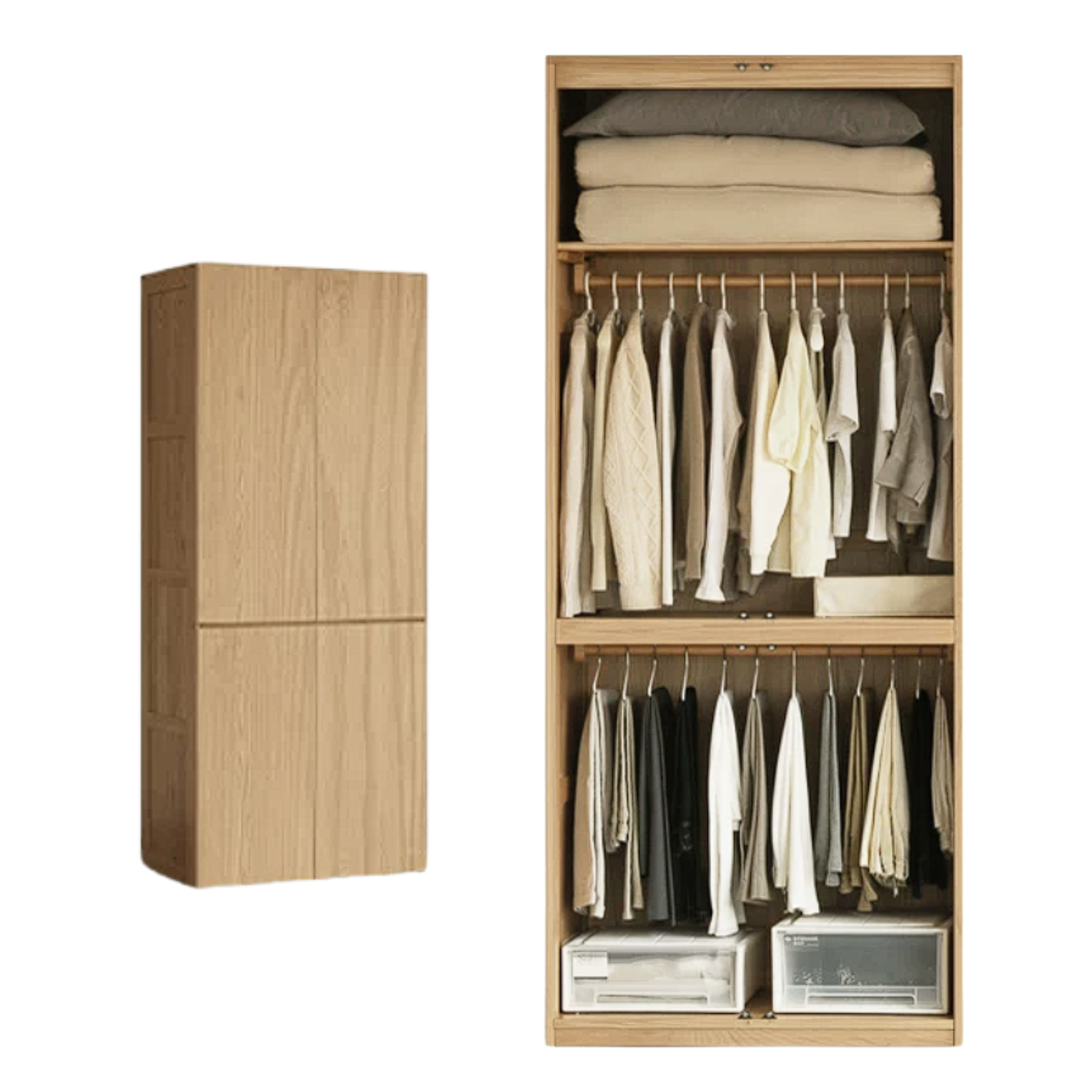 Oak, Ash Solid Wood Sectional Wardrobe