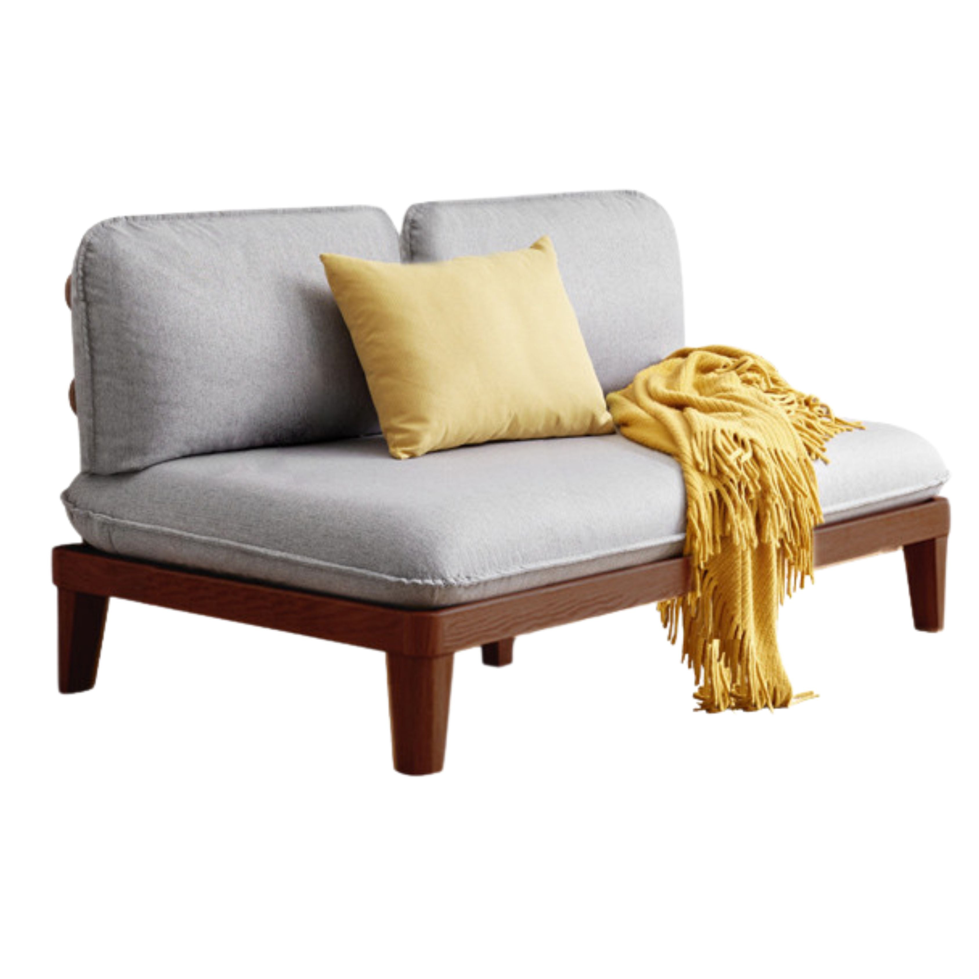 Oak Solid wood Armless Straight Fabric Sofa.