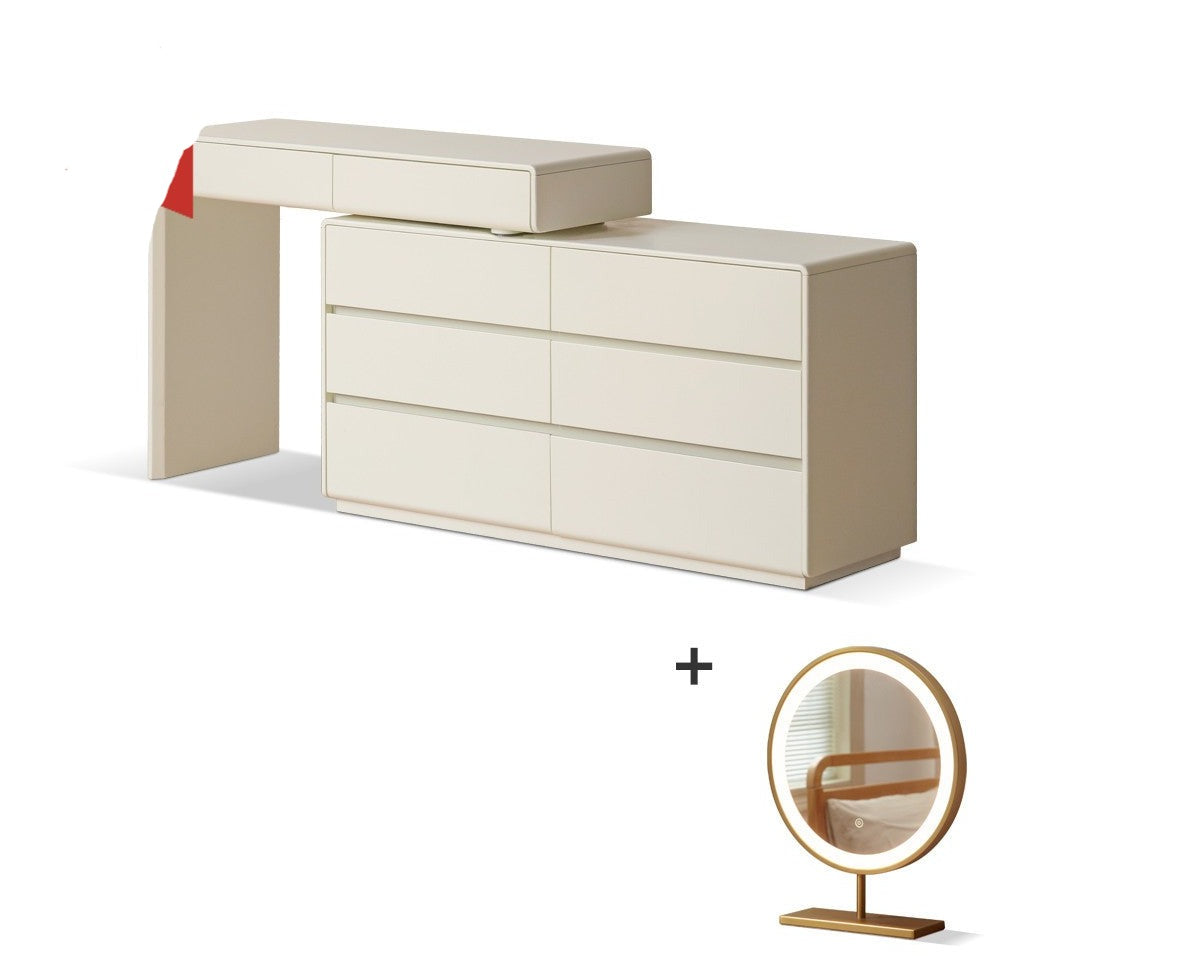 Poplar Solid Wood, Solid Rubberwood L-Shape Dressing Table