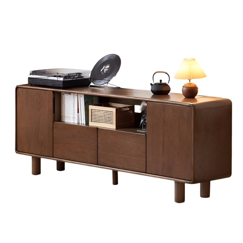 Oak Solid Wood Storage Floor TV Cabinet.