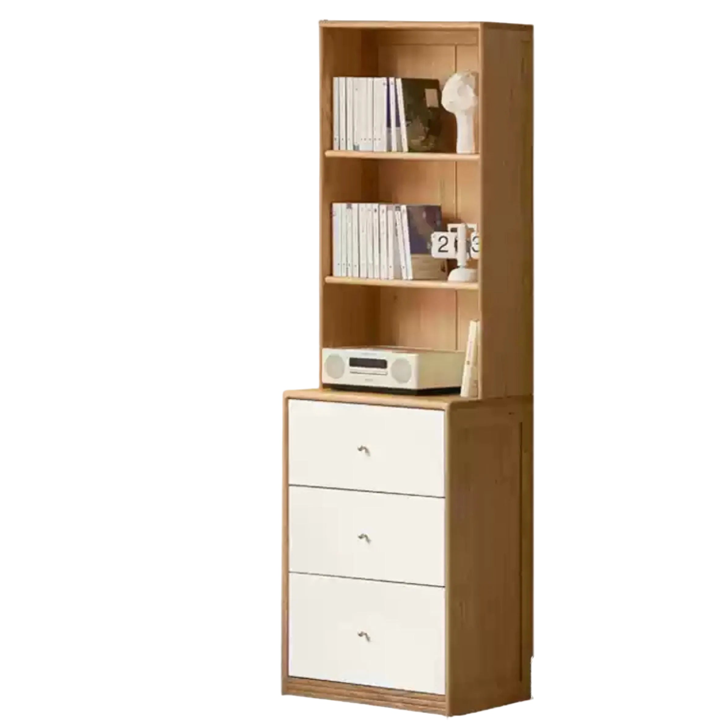 Oak Solid Wood, Solid Rubberwood Combination Bookcase