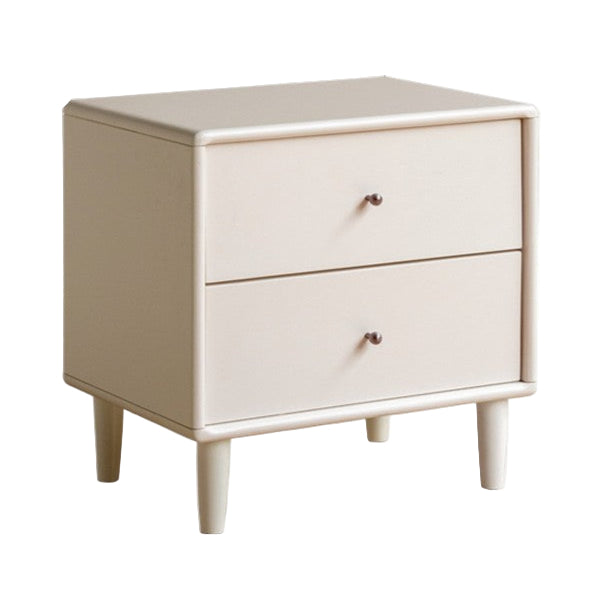 Solid RubberWood White Cream Style Nightstand