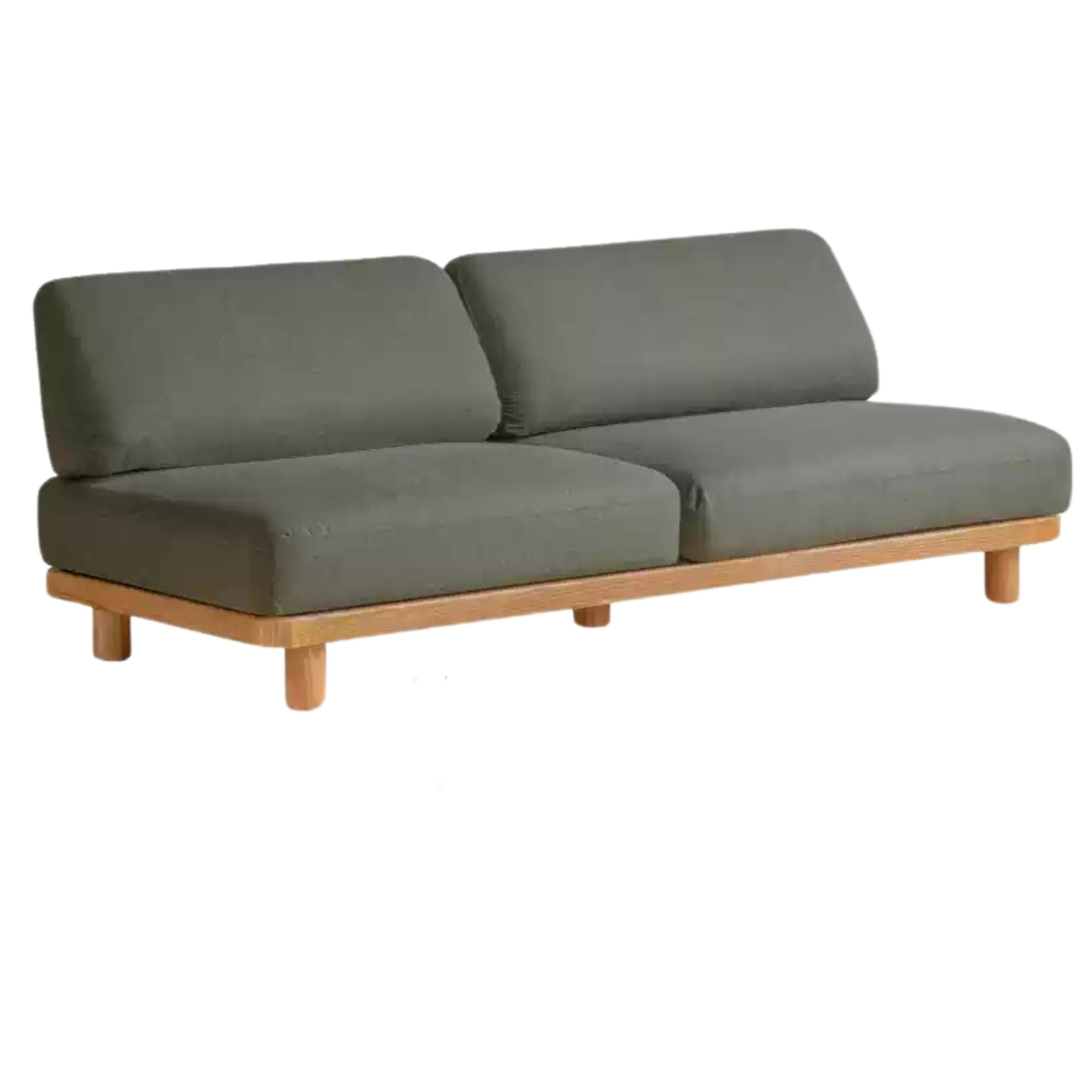 Oak Solid Wood Sofa Imitation Cotton and Linen