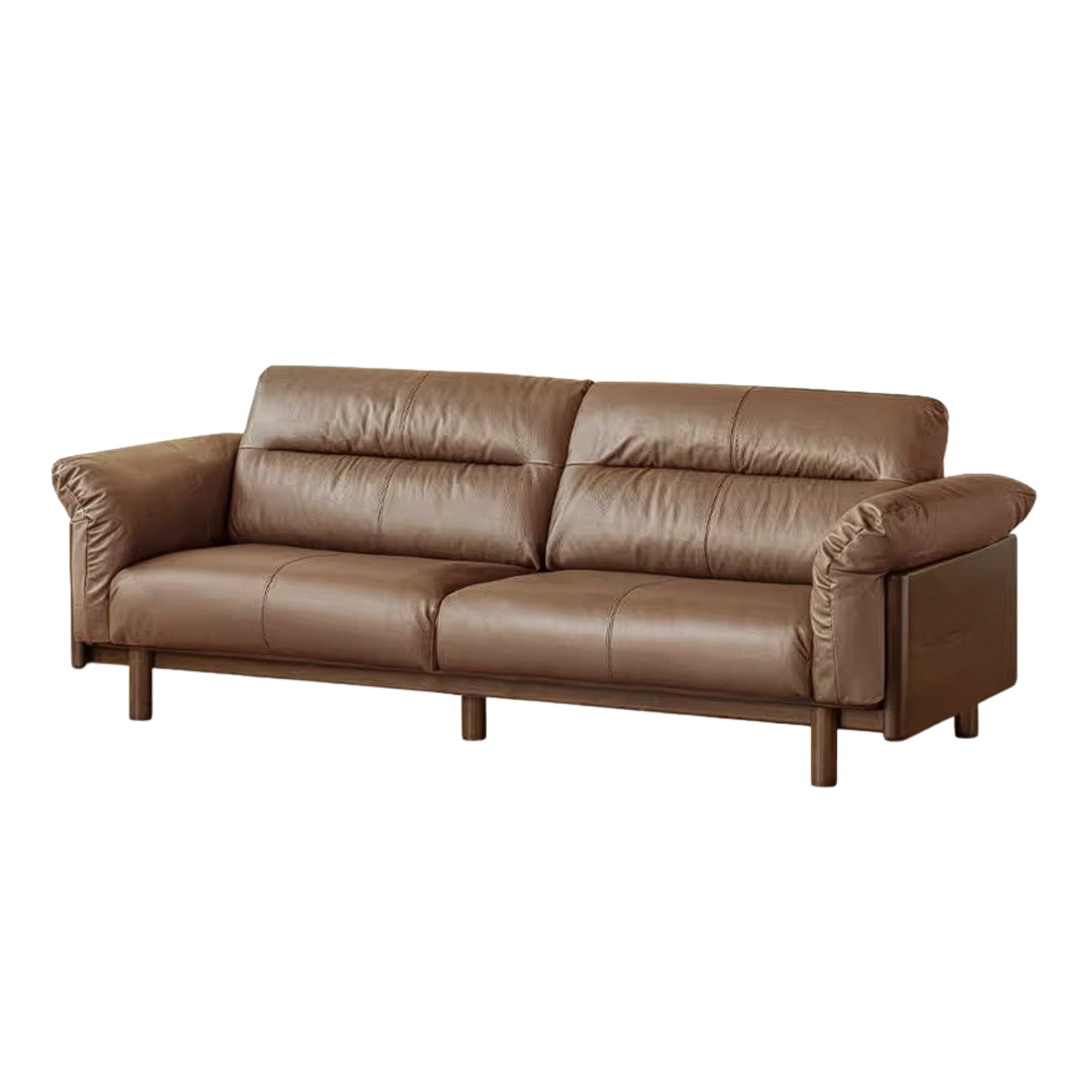 Oak Solid Wood Sofa with Wide Track Arms Genuine leather, fabric, removable and washable