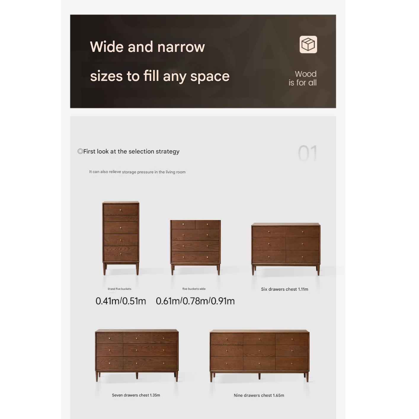 Oak Solid Wood Modern Chest of Drawers