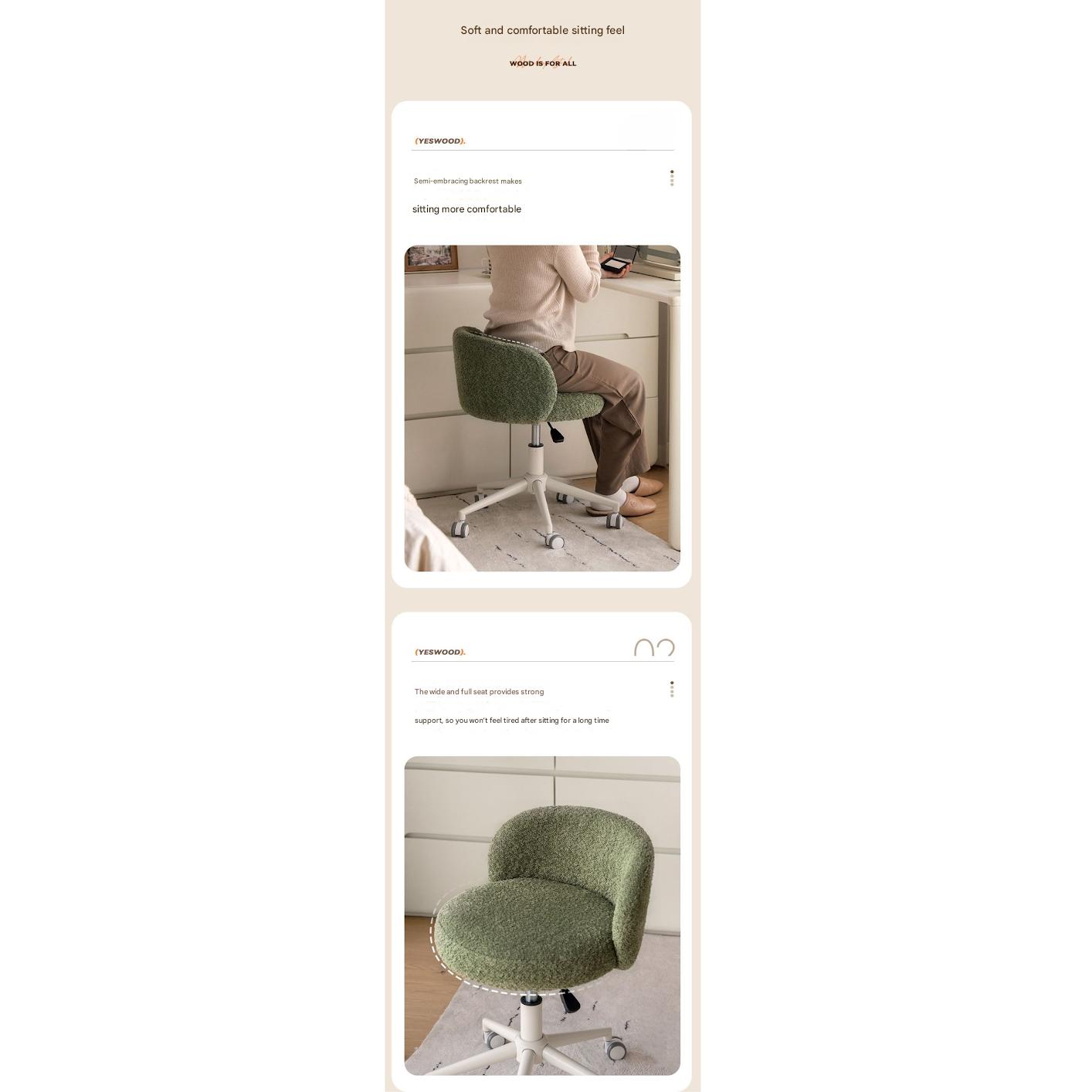 Eco-Leather, Imitation Sheepskin Makeup Stool
