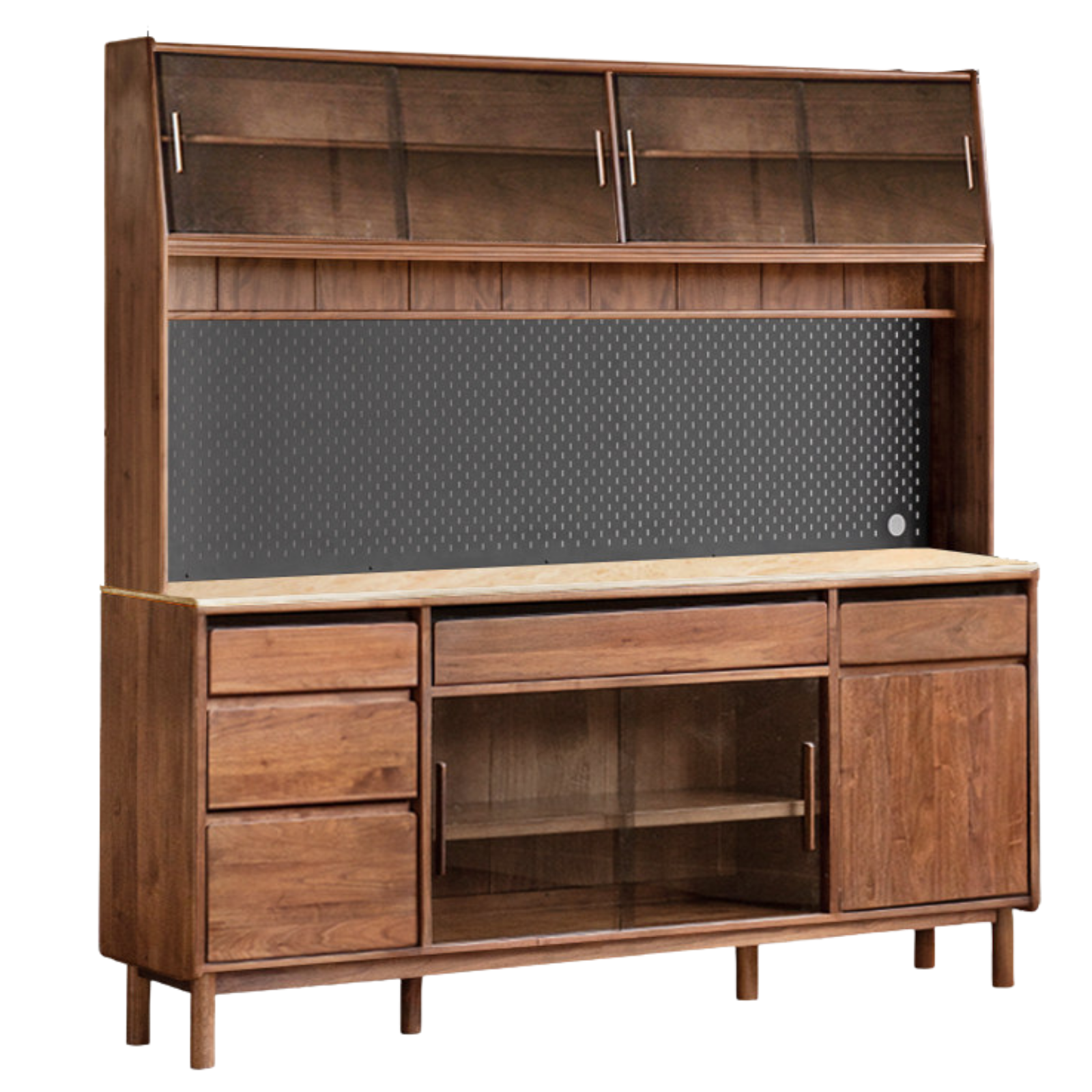 Black Walnut, Sandalwood Solid Wood Light Luxury Rock Plate Sideboard