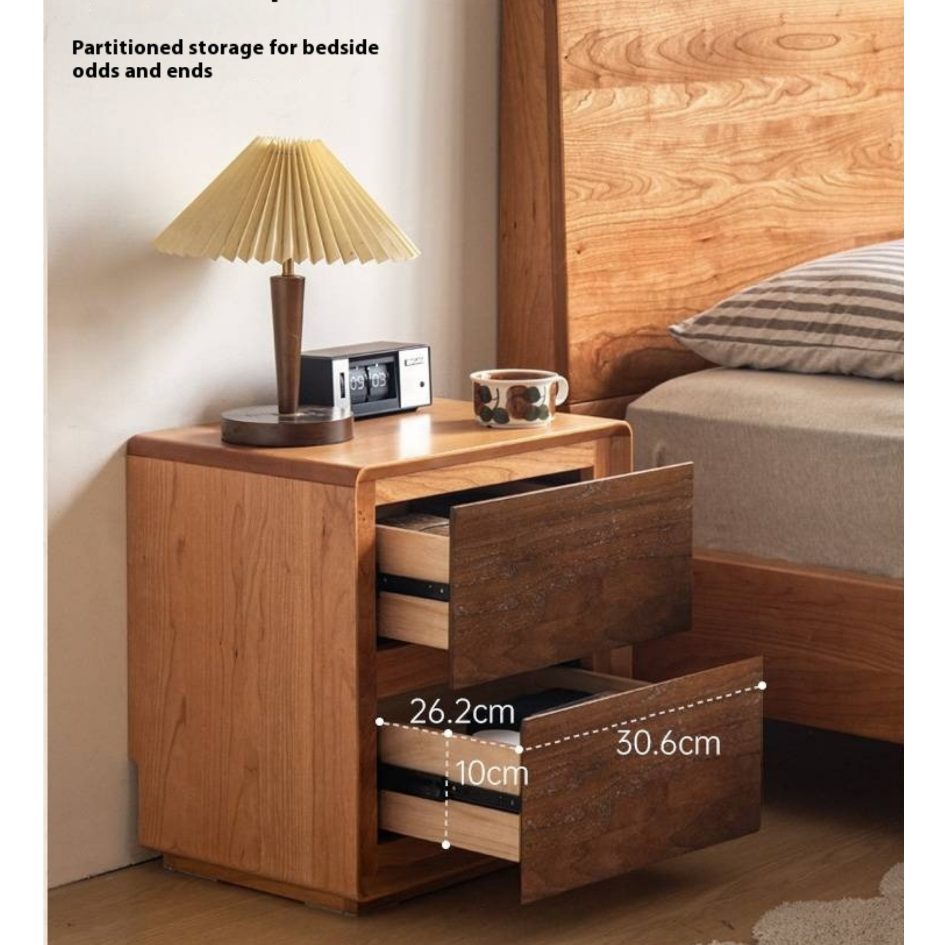 Black Walnut, Cherry Solid Wood Nightstand