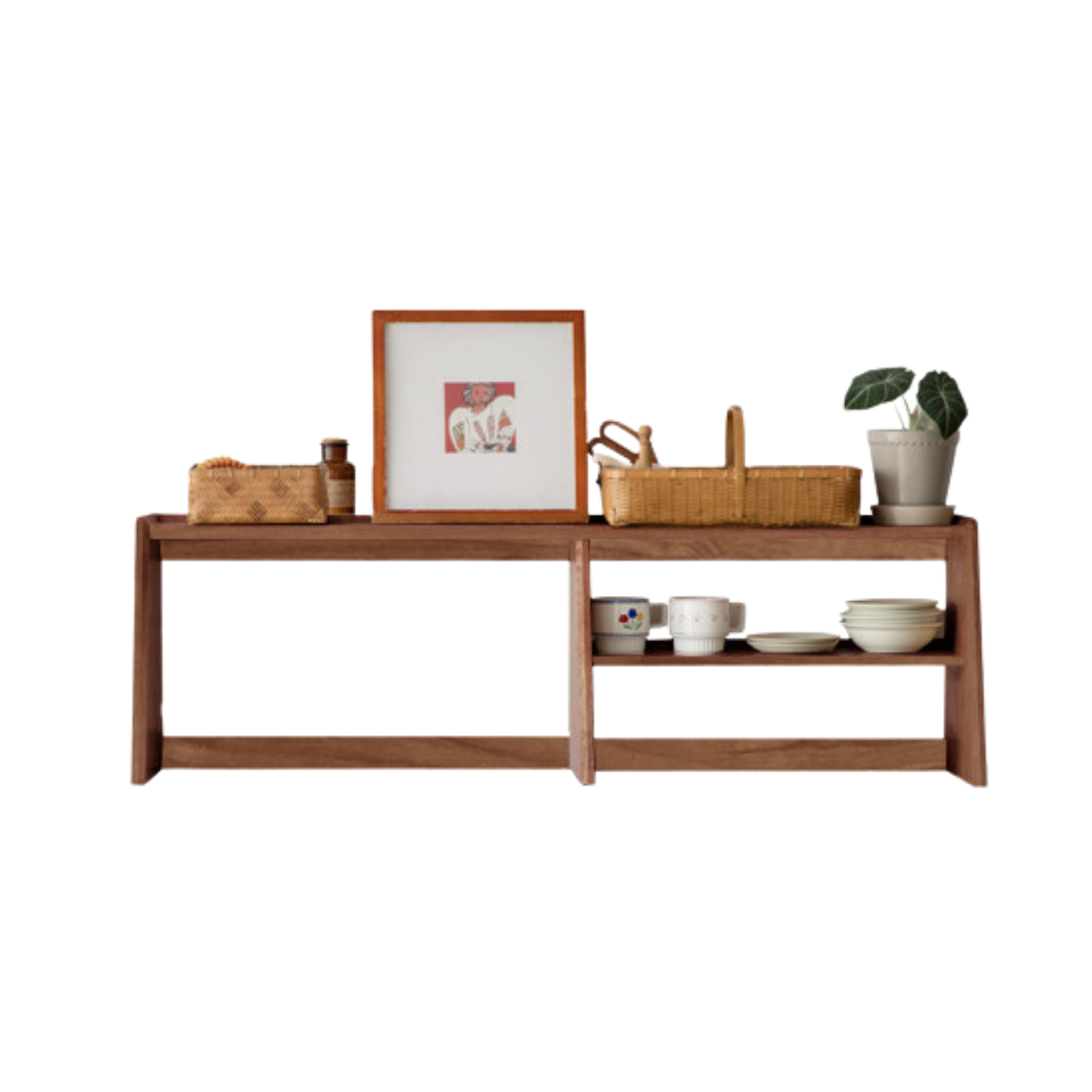 Oak Solid Wood, Solid Rubberwood Sideboard Shelf, Kitchen Shelf