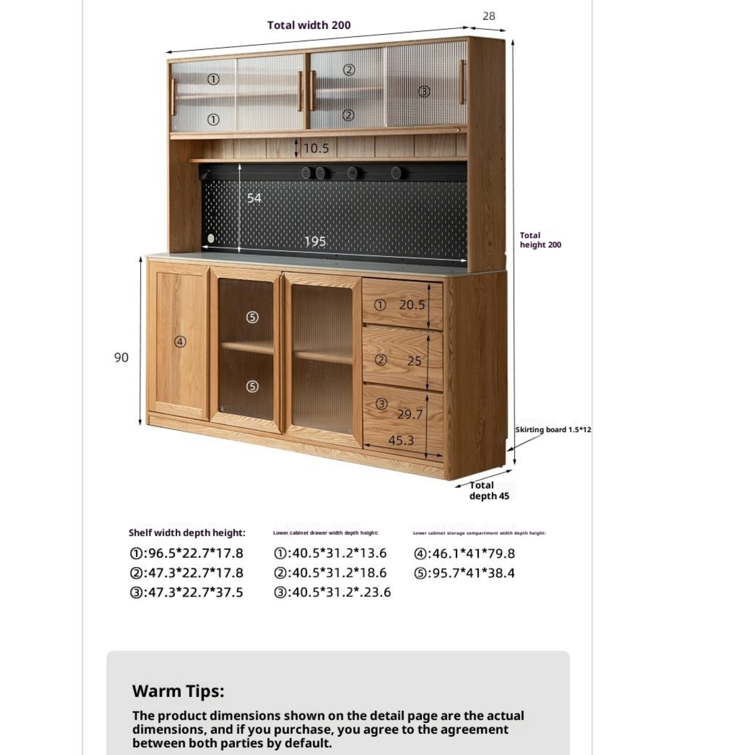 Ash Solid Wood White Wax Rock Plate Sideboard