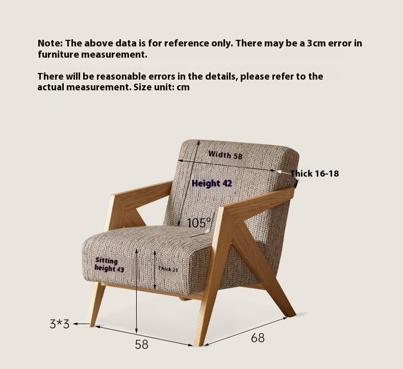 Oak Solid Wood Sofa Chair.