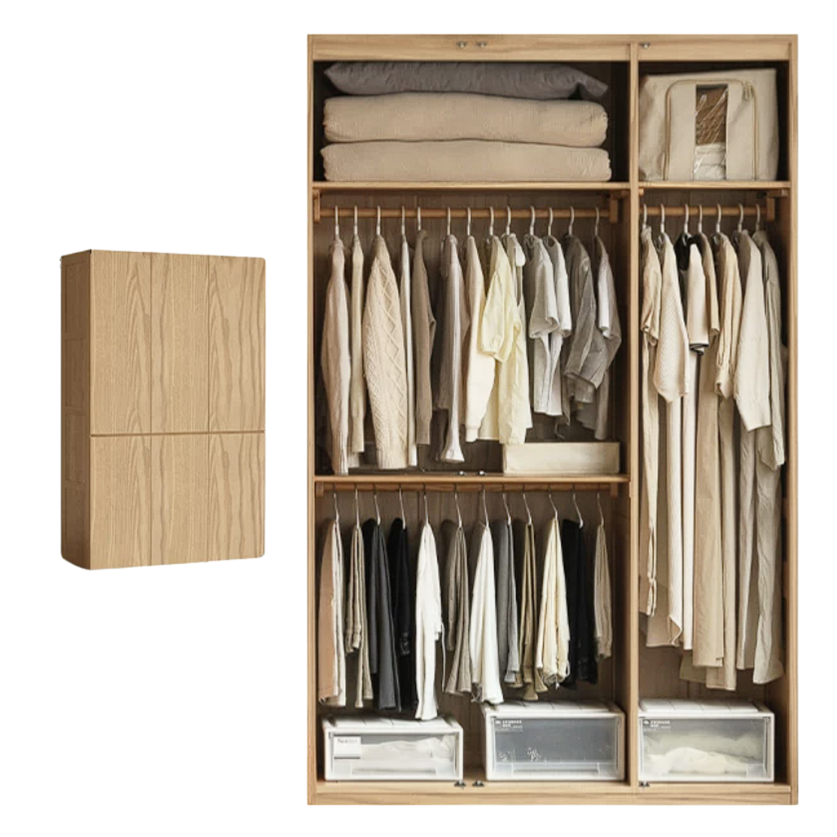 Oak, Ash Solid Wood Sectional Wardrobe