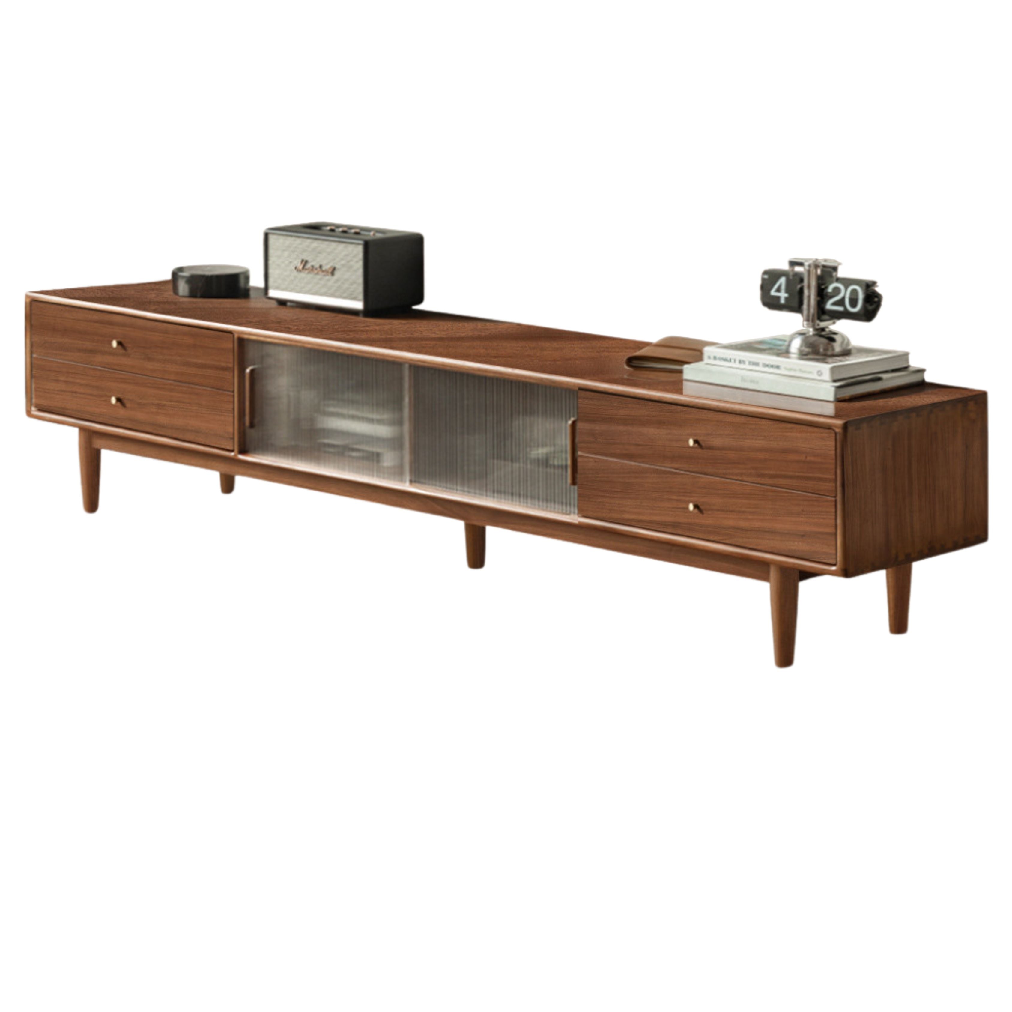 Black Walnut, Rubber, South American walnut Solid Wood Modern TV Cabinet.