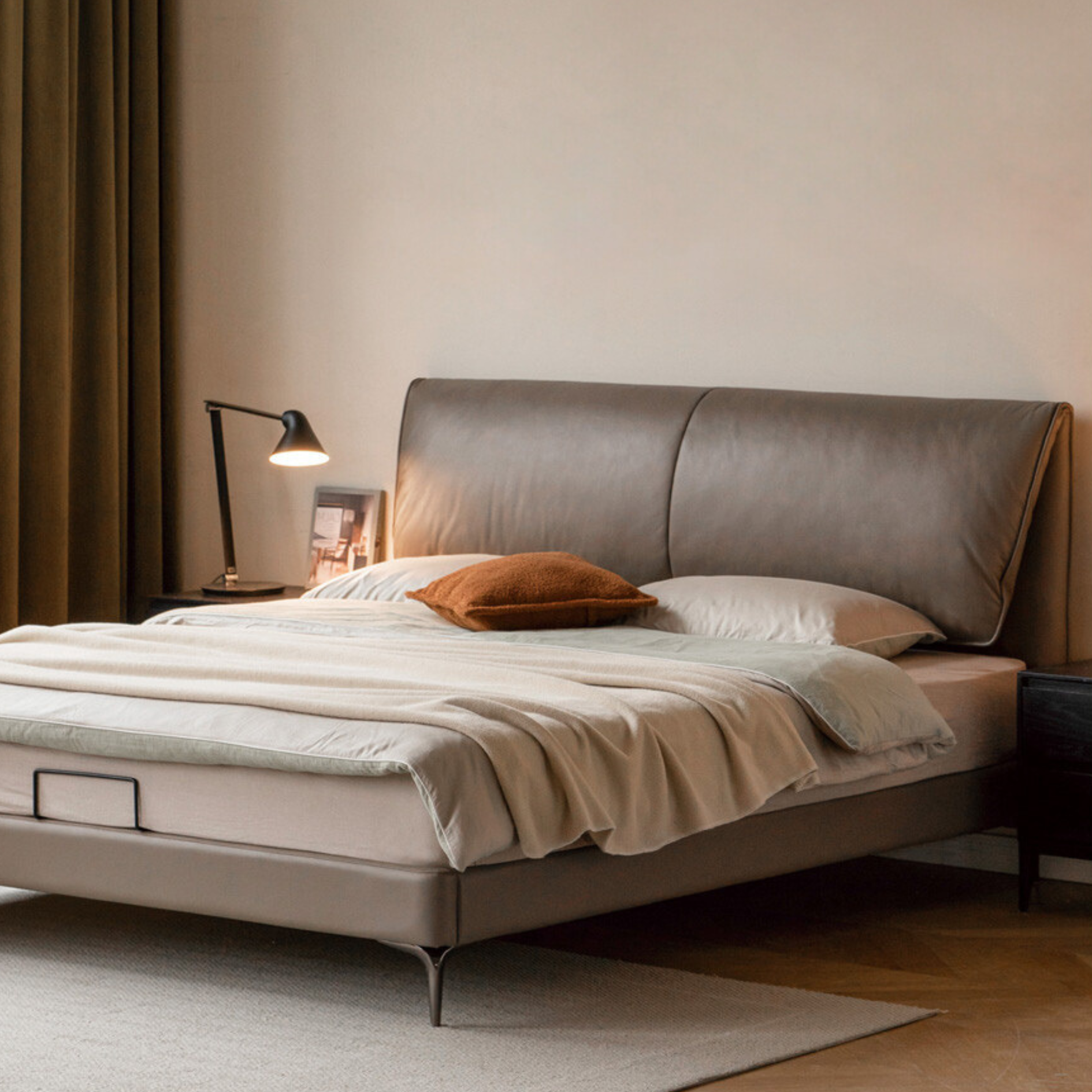 Genuine Leather Bed Light Luxury Cowhide Bed